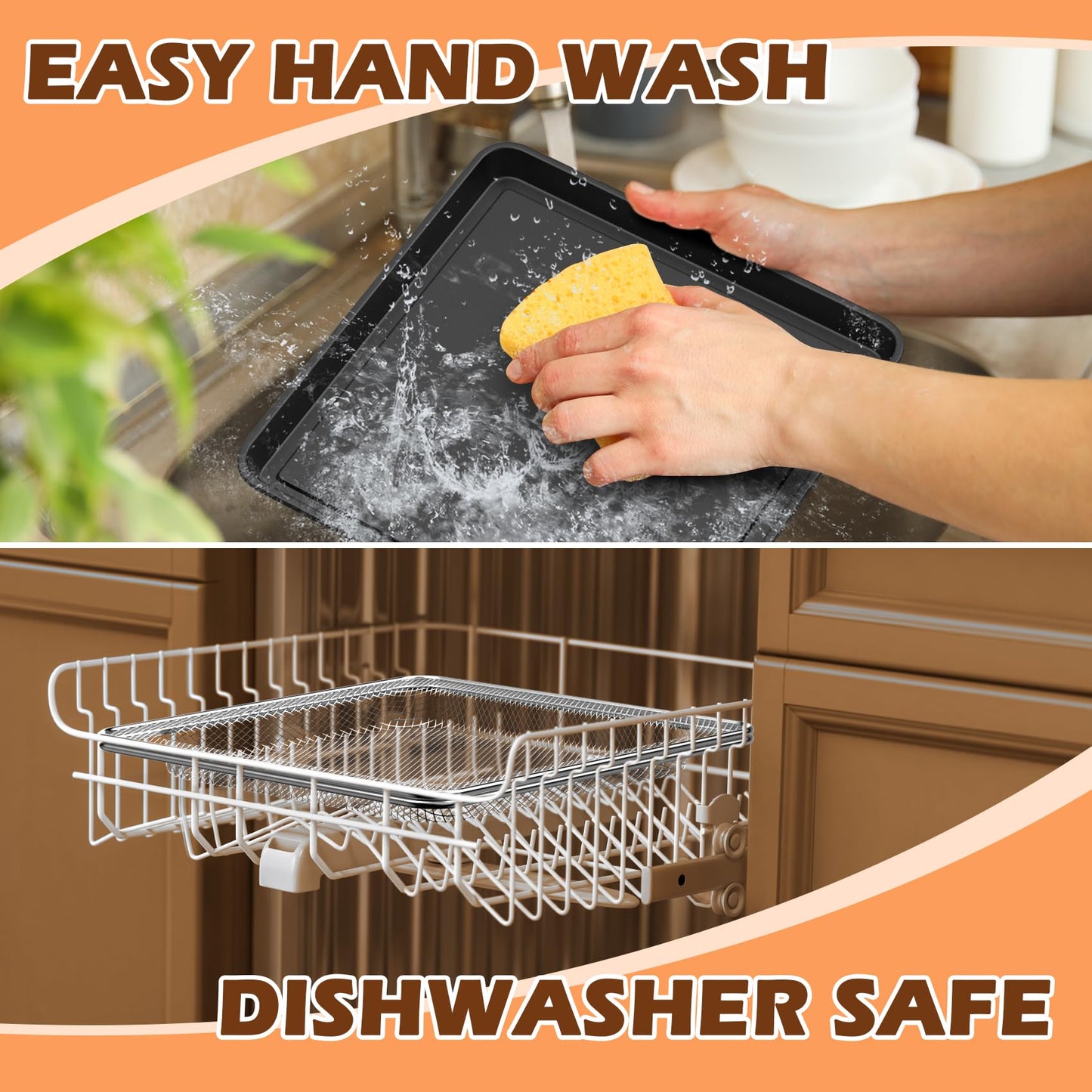 MOASKER Oven Air Fryer Basket and Tray for Ninja Foodi SP101 Air Fryer Oven Accessories, Stainless Steel Basket & Baking Sheet Pan Tray for Ninja Digital Air Fry Countertop Oven SP100 SP101C SP102