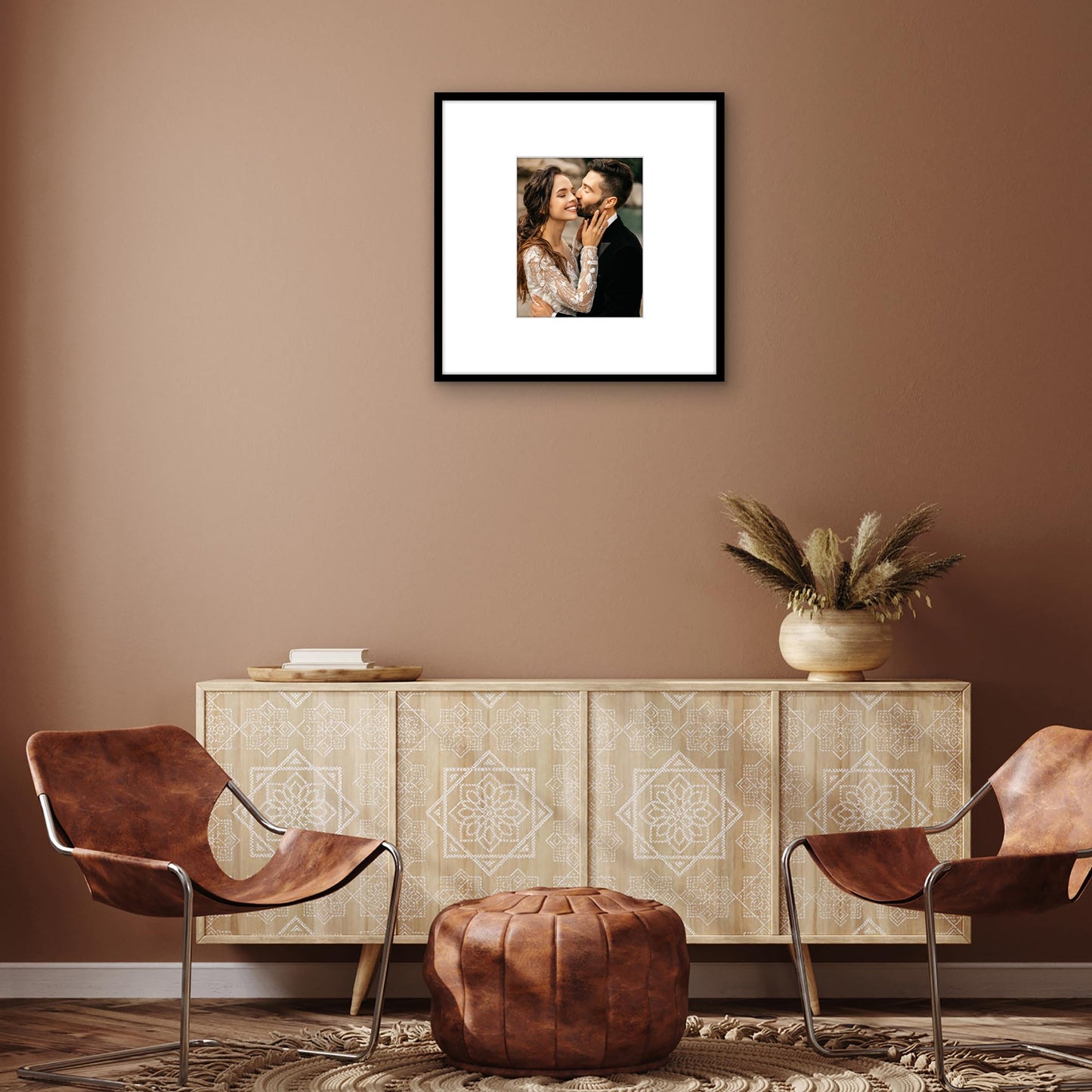 Americanflat 24x24 Picture Frame with Polished Plexiglass - Use as 11x14 Frame with Mat or Display 24x24 Photo Without Mat - Streamline Collection - Thin Border Square Frames for Wall Display - Black