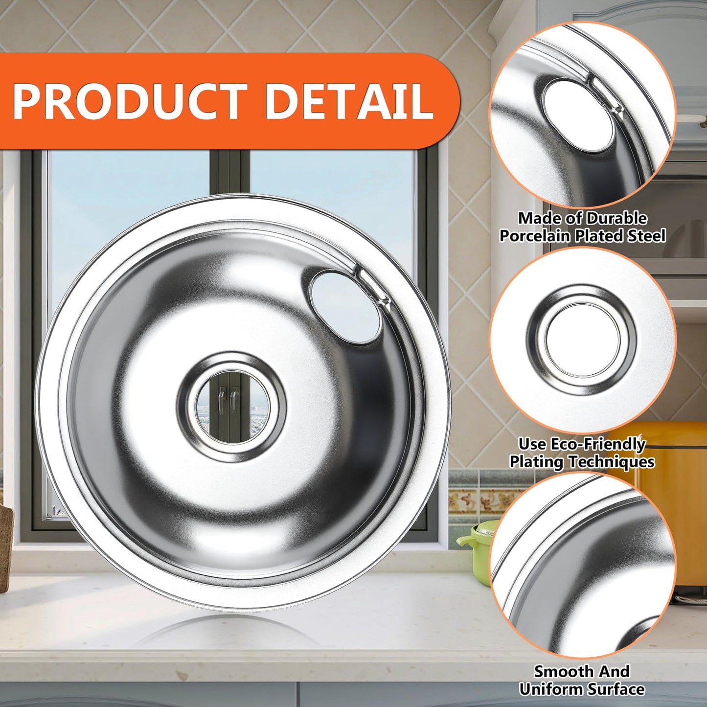2*316048413(8") 2*316048414(6") Electric Stove Burner Drip Pans MP22YA Electric Range Burner Element Set MP15YA(6") MP21YA(8") Compatible with Frigidaire Kenmore Crosley Range Oven/Stove by Cenipar