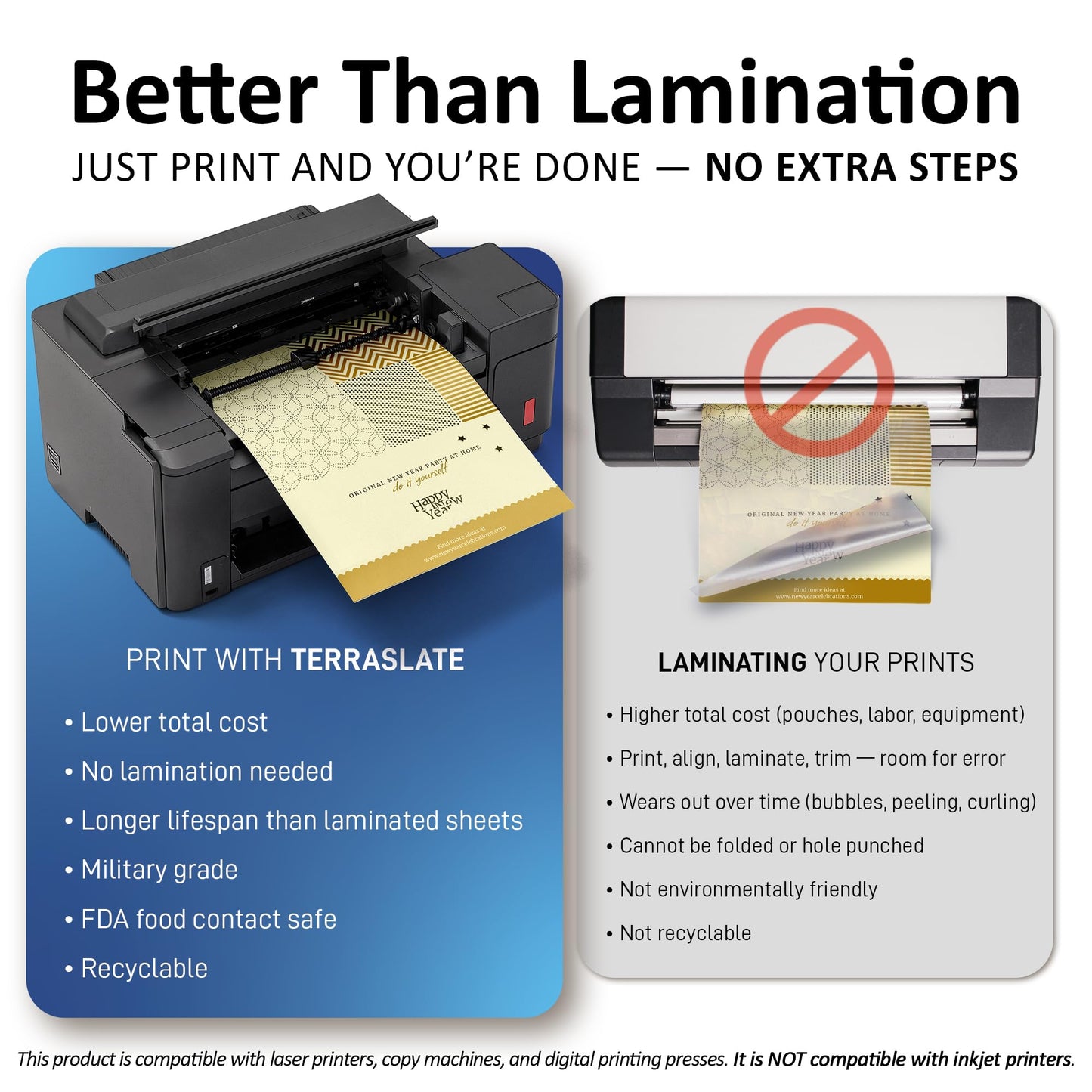 TerraSlate Waterproof Paper, Rip-Proof Colored Paper, Ivory, 25 Sheets, 5 Mil (24lb Bond), 8.5" x 11", Laser Printer and Copy Machine Compatible