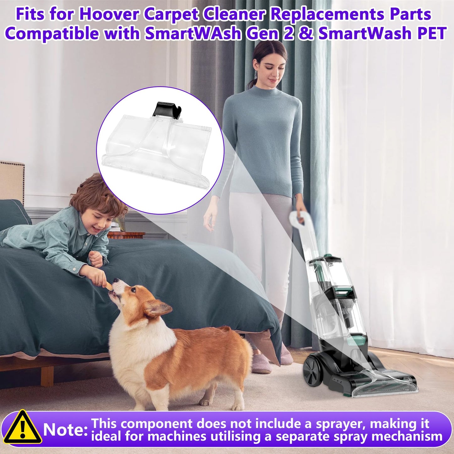 440014442 Replacement Front Floor Nozzle Assembly Fits for Hoover Carpet Cleaner Replacements Parts Compatible with SmartWAsh Gen 2 SmartWash PET FH52000G FH52001G FH52002G FH53000 (Without Sprayer)