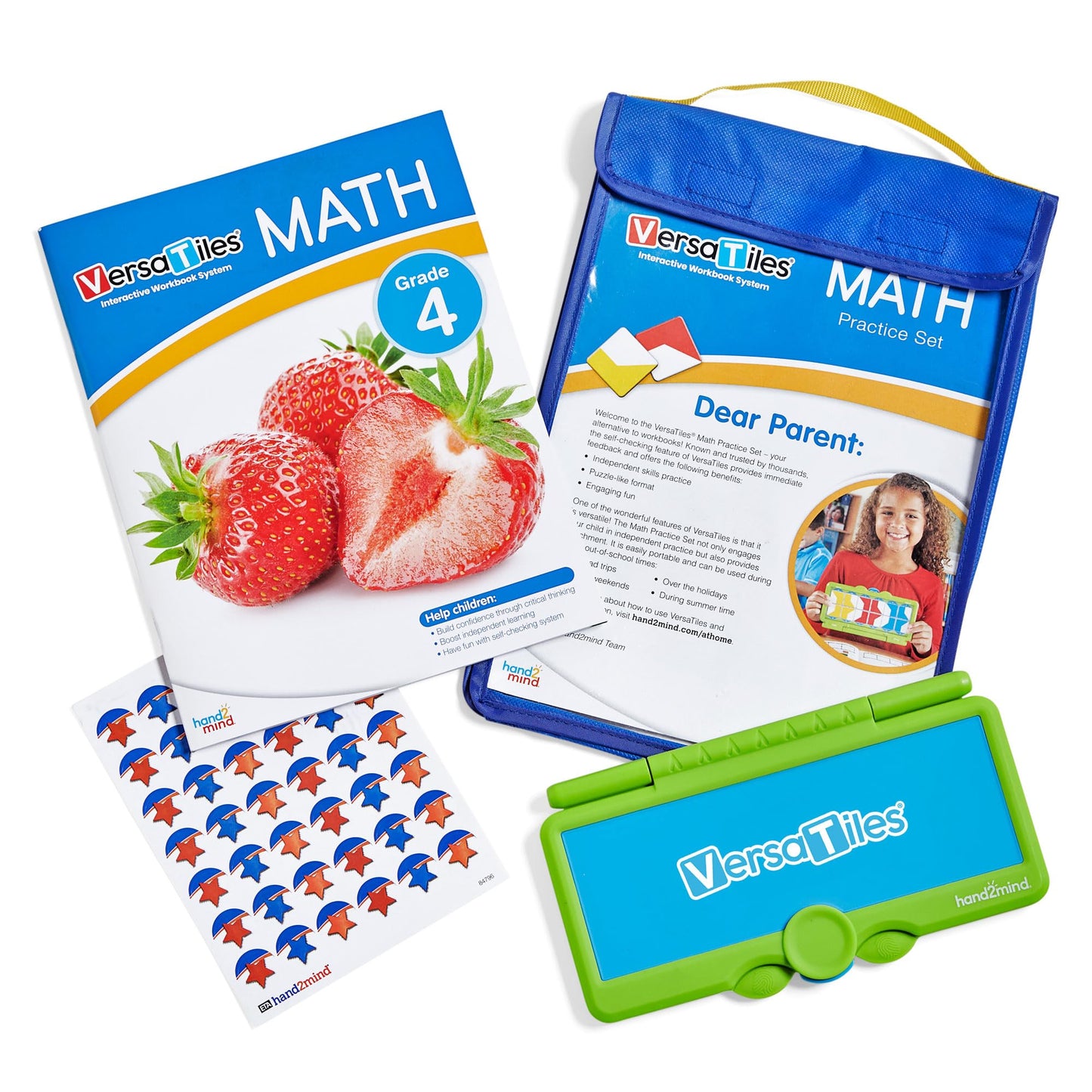 hand2mind VersaTiles Math Practice Take Along Set for Grade 4, Homeschool Curriculum, Math Workbook for Students, Elementary Classroom Must Haves, Kids Learning Activities for Fourth Grade