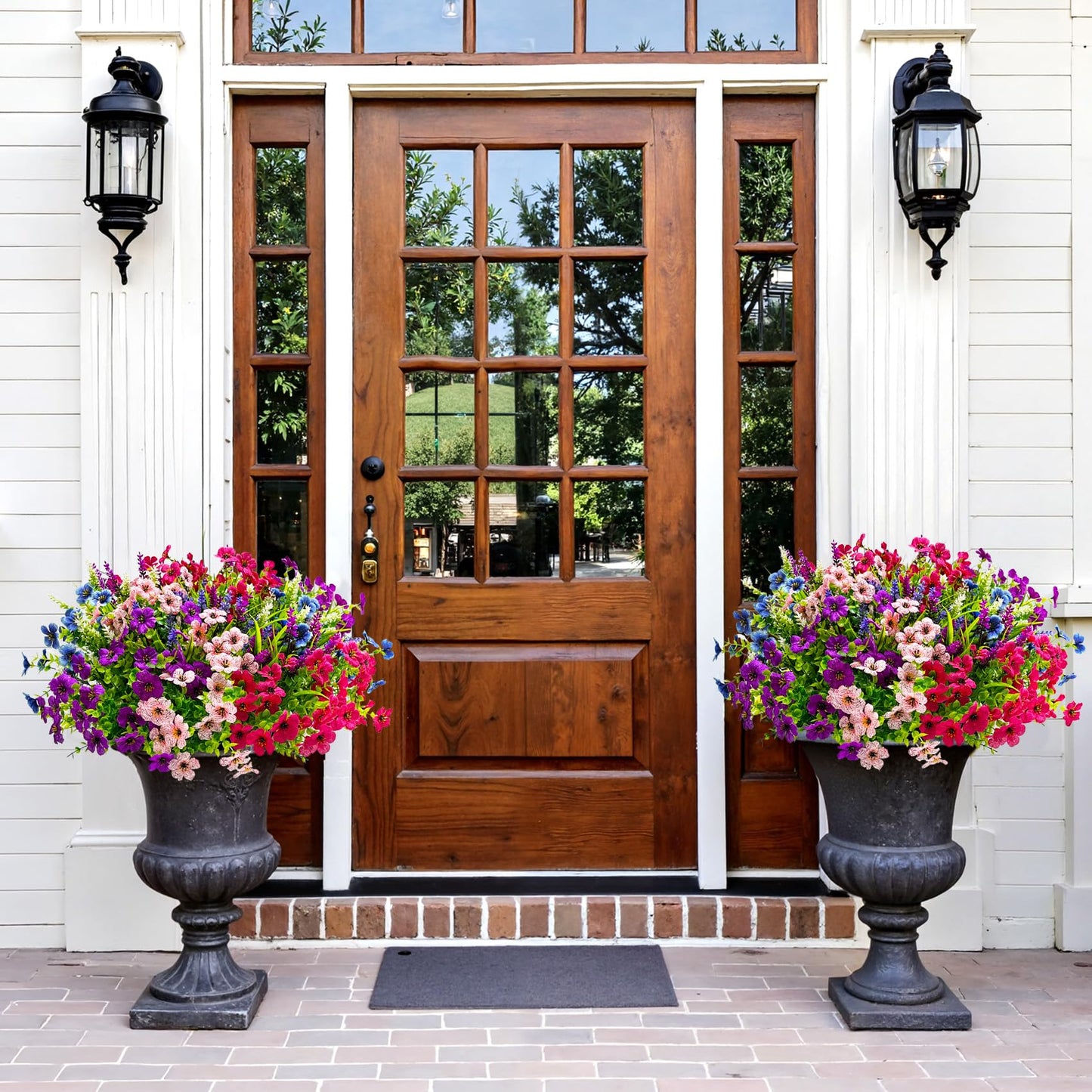 Besteek 20 Bundles Artificial Flowers for Outdoors Decoration Fake Silk Flowers UV Resistant Faux Plants Artificial Daisy Eucalyptus for Spring Summer Garden Yard Porch Window Home Decor, Mixed