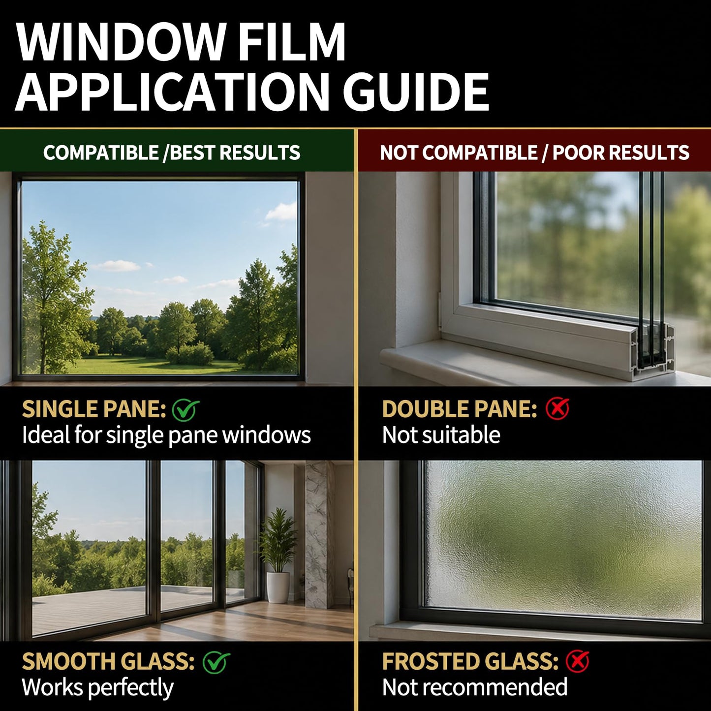 FILMGOO One Way Window Privacy Film - Window Tint for Home Daytime Privacy Mirror Film, Heat Blocking Reflective Glass Covering for Sun UV Control Black Silver 29.5 Inch x 13.1 Feet