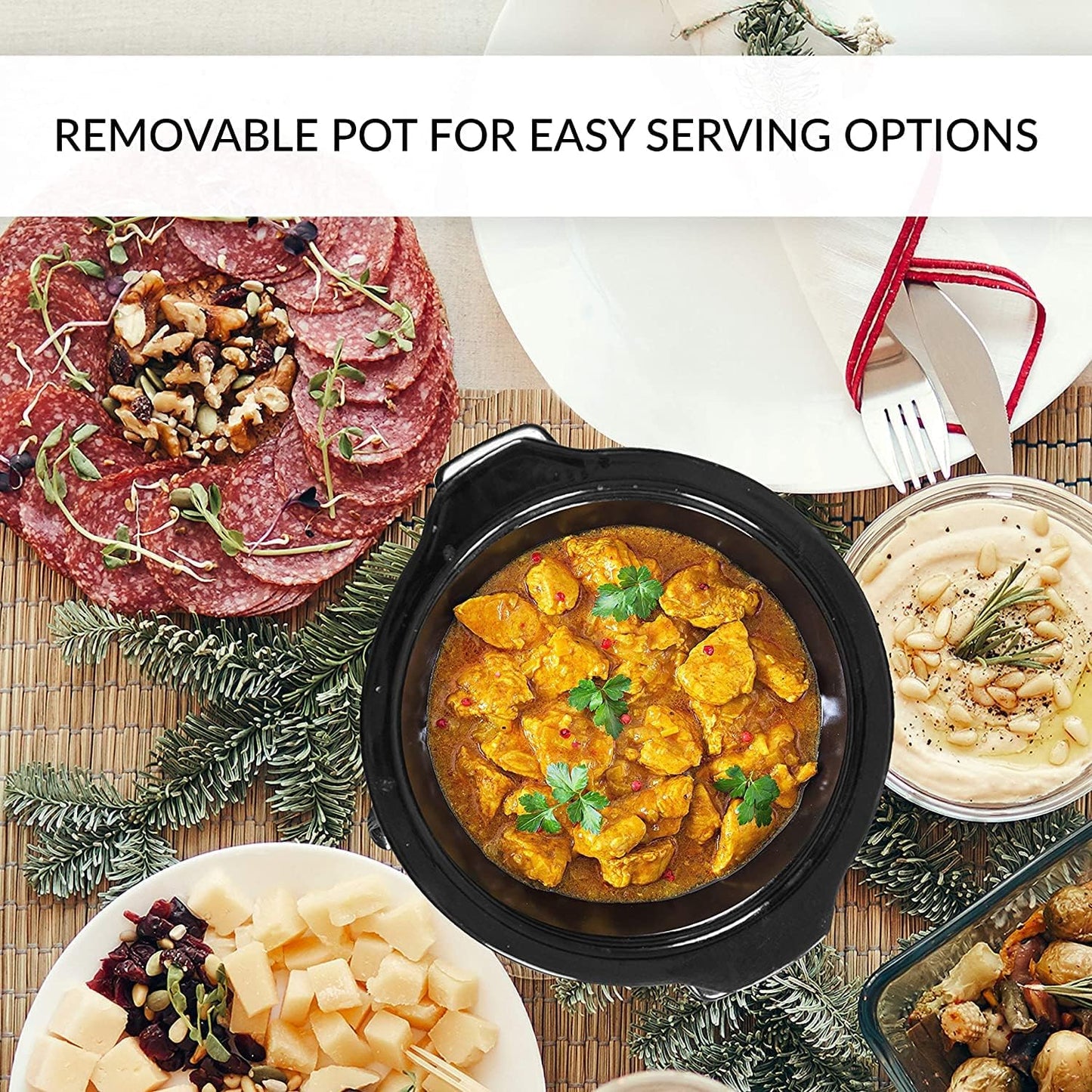 Sunvivi Dual Slow Cooker, Buffet Server and Food Warmer, Small Mini Pot with 3 Adjustable Temp & 2 Visible Glass Lids, for Parties, Holidays and Entertaining, Stainless Steel, 2 * 1.25 Quarts