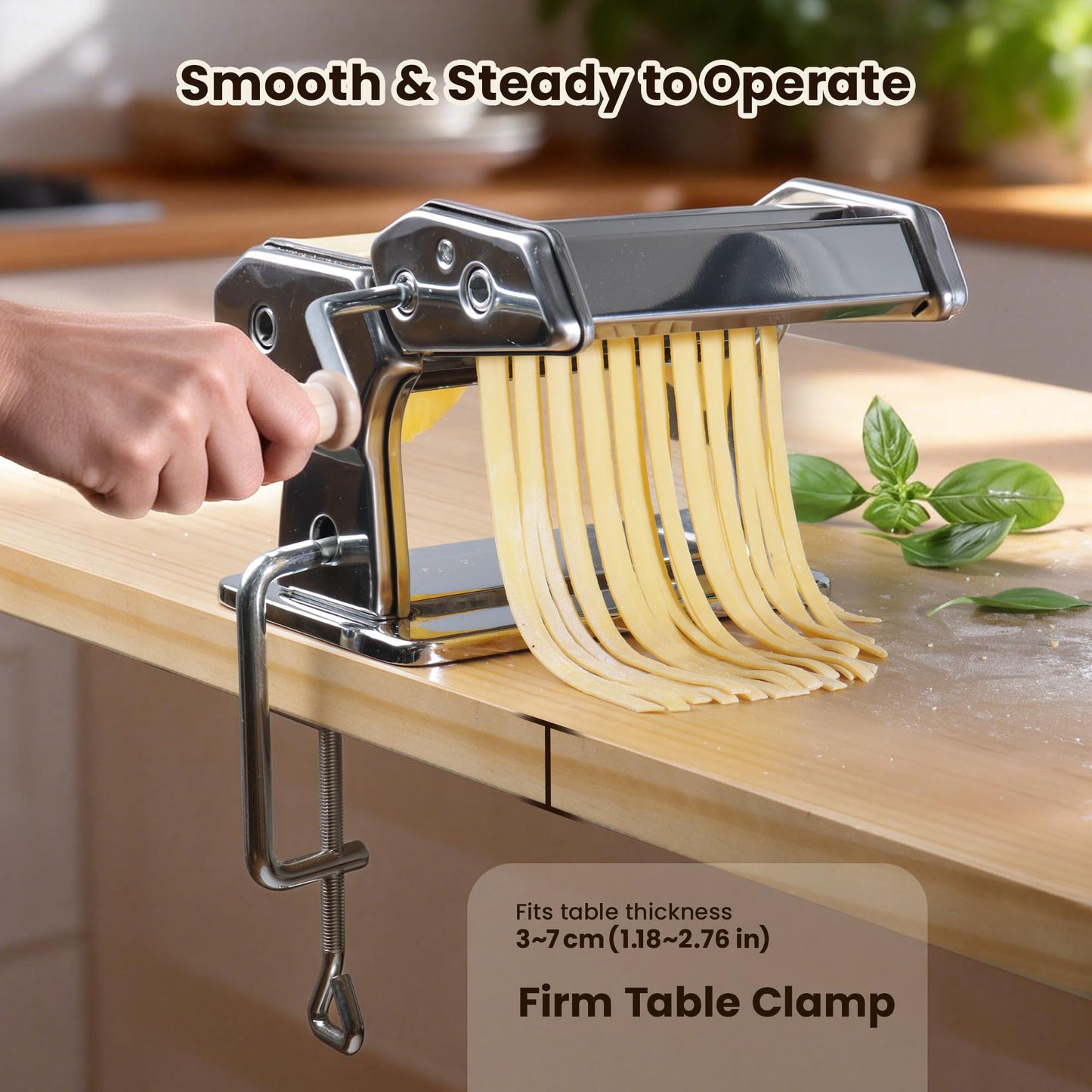 Pasta Maker Machine, 9 Adjustable Thickness Settings, 2 in 1 Dual Rollers & Cutter for Homemade Spaghetti, Fettuccini, Lasagna & Dumpling Skin