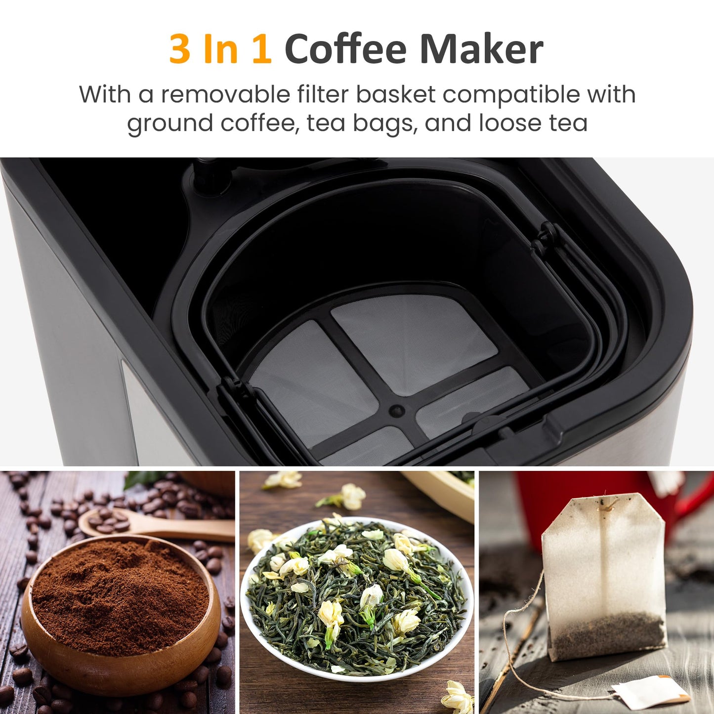 SUNVIVI Iced Tea Maker with 2.5-Quart Pitcher, Iced Coffee Brewing Maker for Ground Coffee, Tea Bags, Loose Leaf Tea, 7 Cups Coffee Machine for Home, Strength Control for Flavor, Black