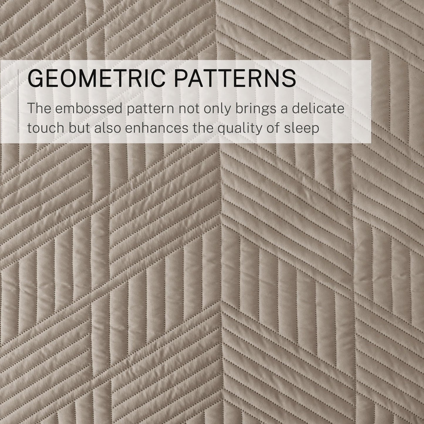 Exclusivo Mezcla Ultrasonic Full Queen Quilt Bedding Set, Lightweight Taupe Bedspreads Soft Modern Geometric Coverlet Set for All Seasons (1 Quilt and 2 Pillow Shams)