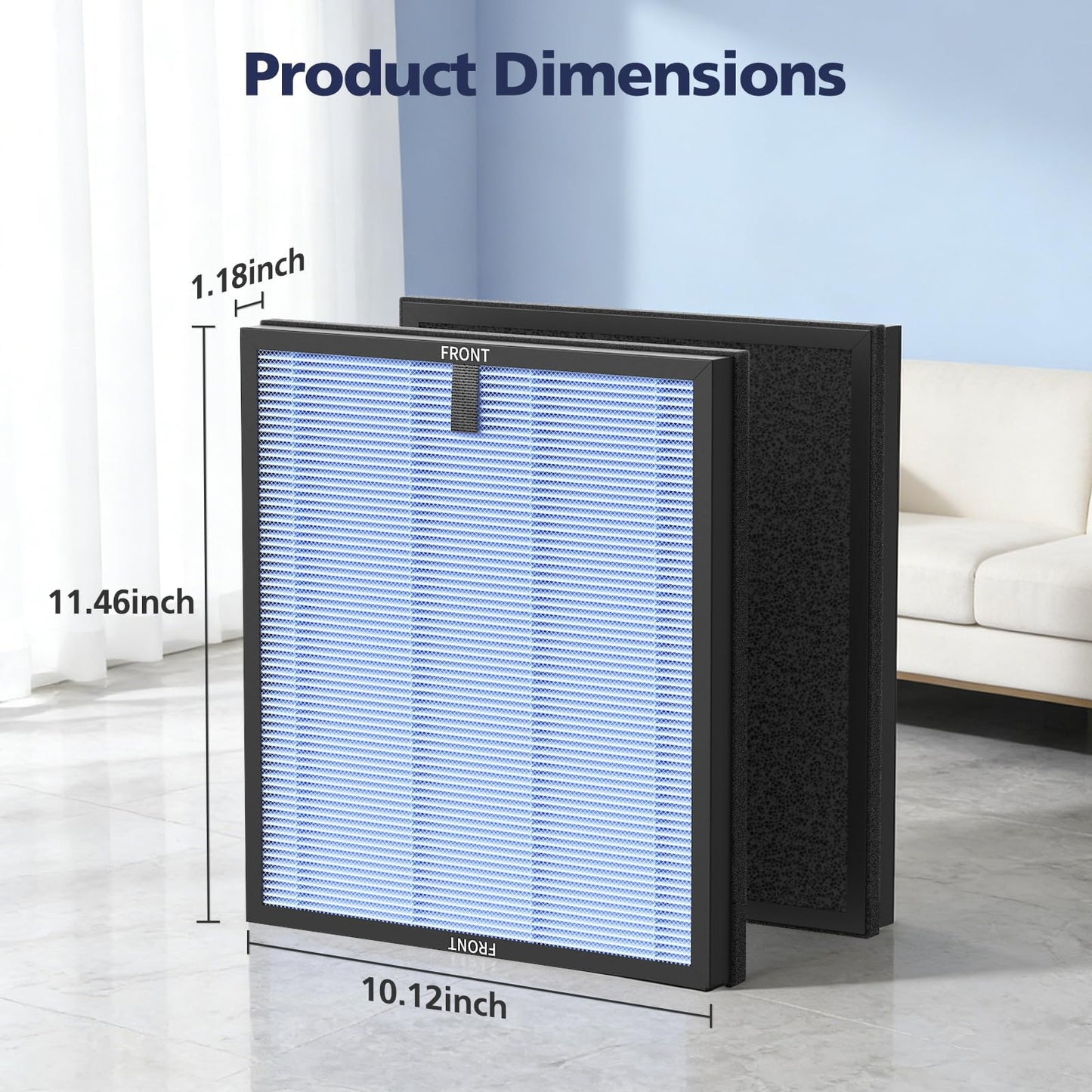 4-Pack HAP603 Replacement Filter Compatible With ECOSELF HAP603 & HAP603WF Air Purifier, 3-IN-1 Hepa Filter with Activated Carbon for Home Office, # RFHAP603, Blue