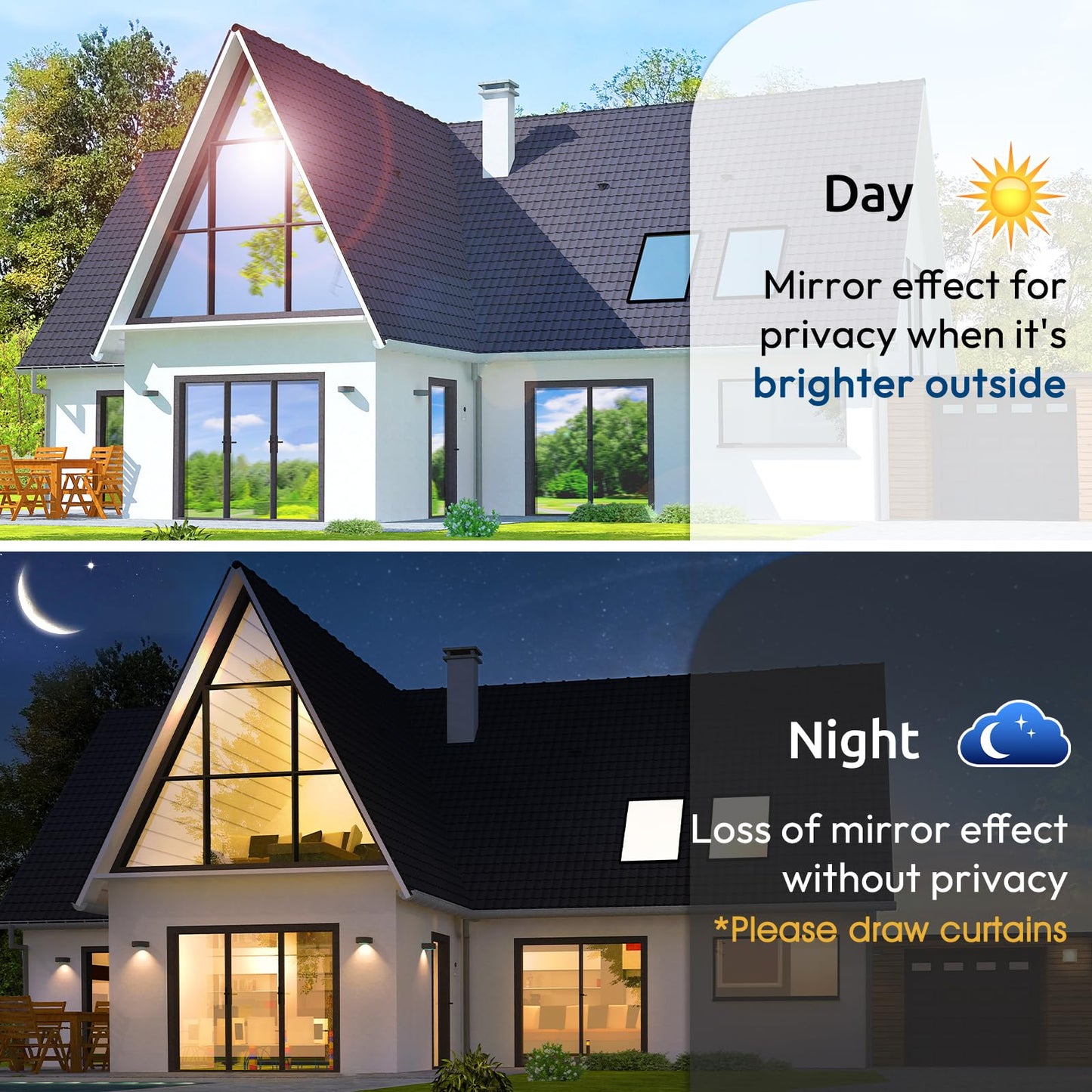 rabbitgoo Window Privacy Film One Way Window Tint for Home, Removable Reflective Heat Sun Blocking Anti UV Glass Door Covering, Mirror Tinting Film House Office, 29.5 in X 6.5 Feet, Silver
