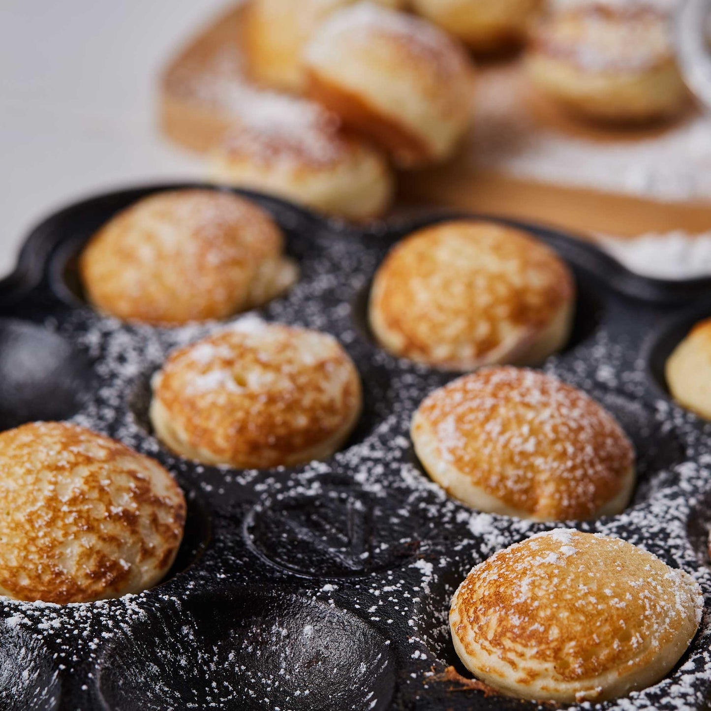 Victoria Cast Iron Poffertjes Dutch Pancake Pan with Loop Handles, Preseasoned with Flaxseed Oil, Made in Colombia