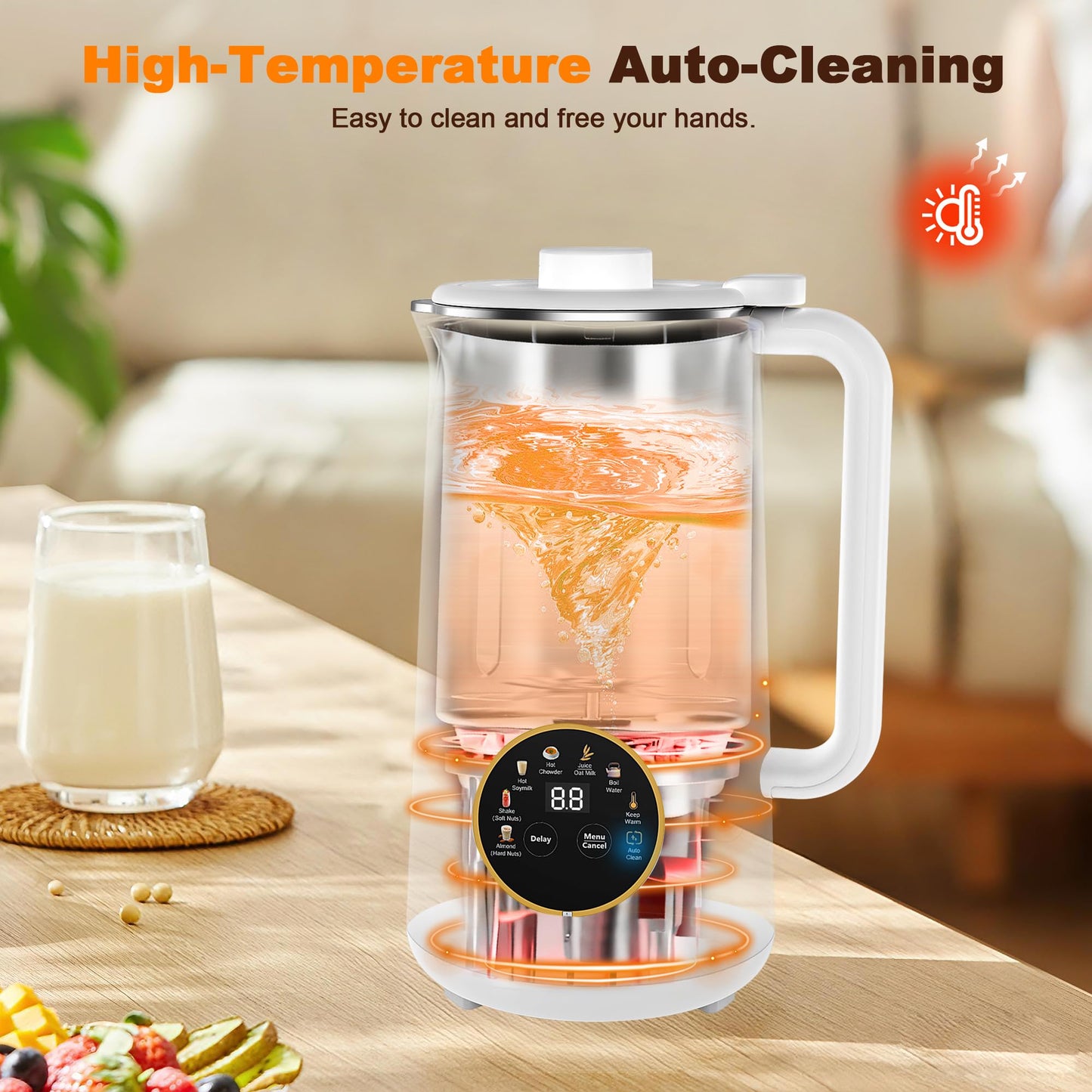 34oz Nut Milk Maker, 10 in 1 Automatic Nut Milk Maker, 304 stainless steel inner container with 10 Blades,Soy Milk Machine,Plant Based Milks Homemade Oat,Chowder,Juice,Almond Milk Machine
