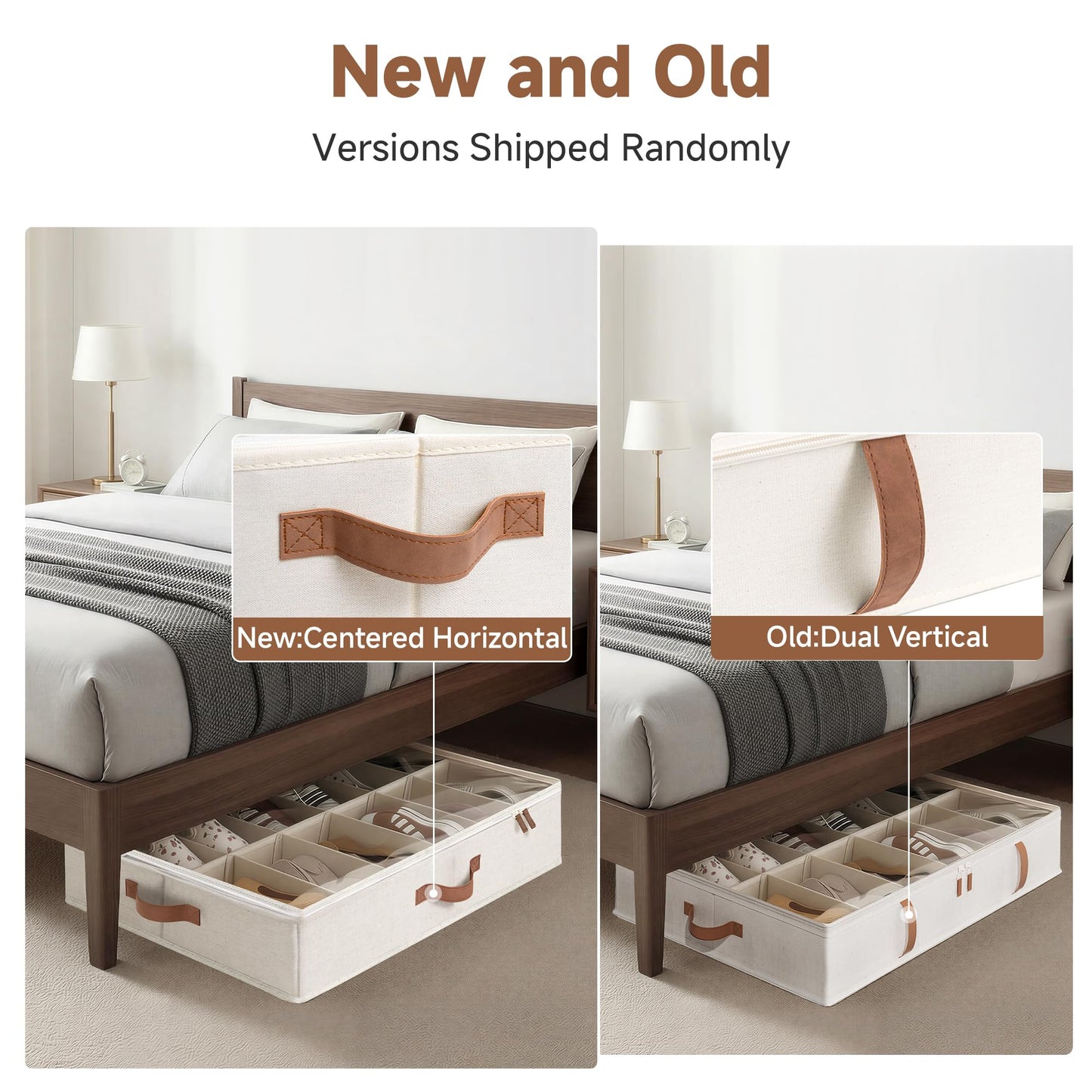 StorageWorks Underbed Shoe Storage Organizer for Closet, 2-Pack Under Bed Shoe Organizer with Bottom Support and Adjustable Dividers, Fits up to 24 Pairs, Beige