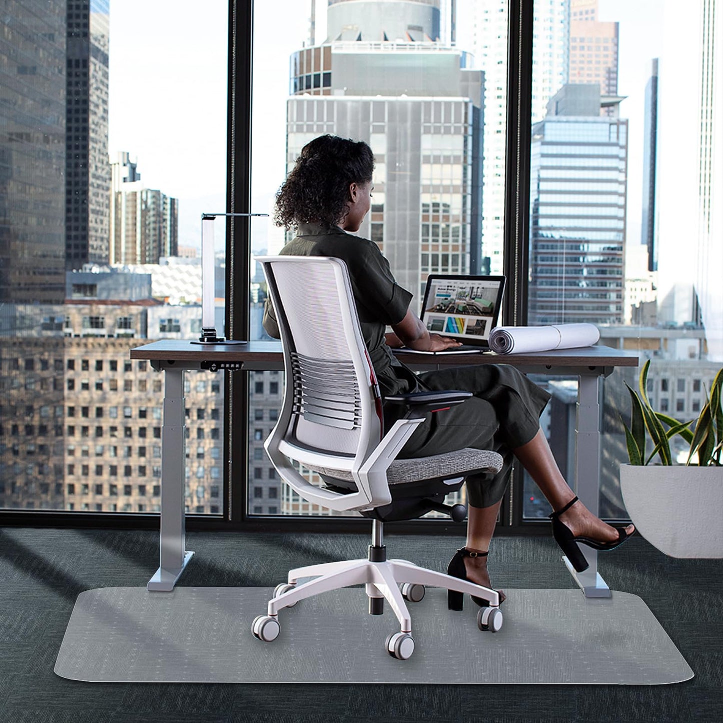 WASJOYE Chair Mat for Carpet, Office Chair Mat for Carpet, Thick Desk Chair Mat with Non-Slip Studded for Home and Office Low Pile Carpet, 36" x 48" Rectangle for Carpet