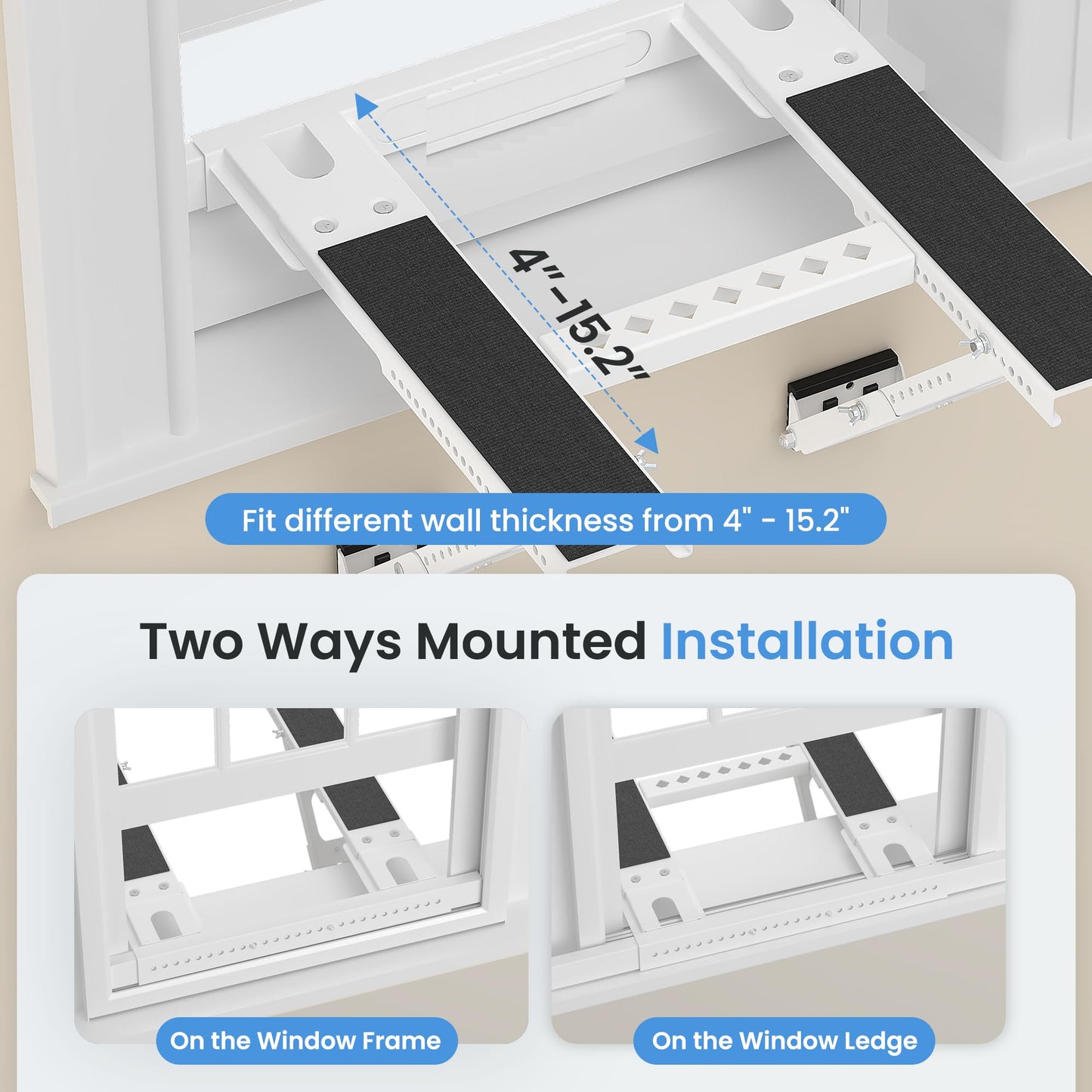 WEETALL Air Conditioner Support Bracket No Drill: Heavy Duty 350lbs, Adjustable Width 31.5"-41.7", Bubble Level for Single/Double Hung Windows, Fits 5000-24000 BTU AC Units
