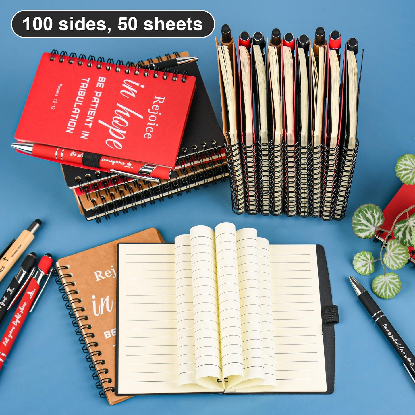 Christian Prayer Journal Spiral Notebooks Bulk with Pens - Small Notepads (4.13”x5.43”) - Father Day Gifts for Women ,Church Members & Bible Study Groups (30 sets multicolor)