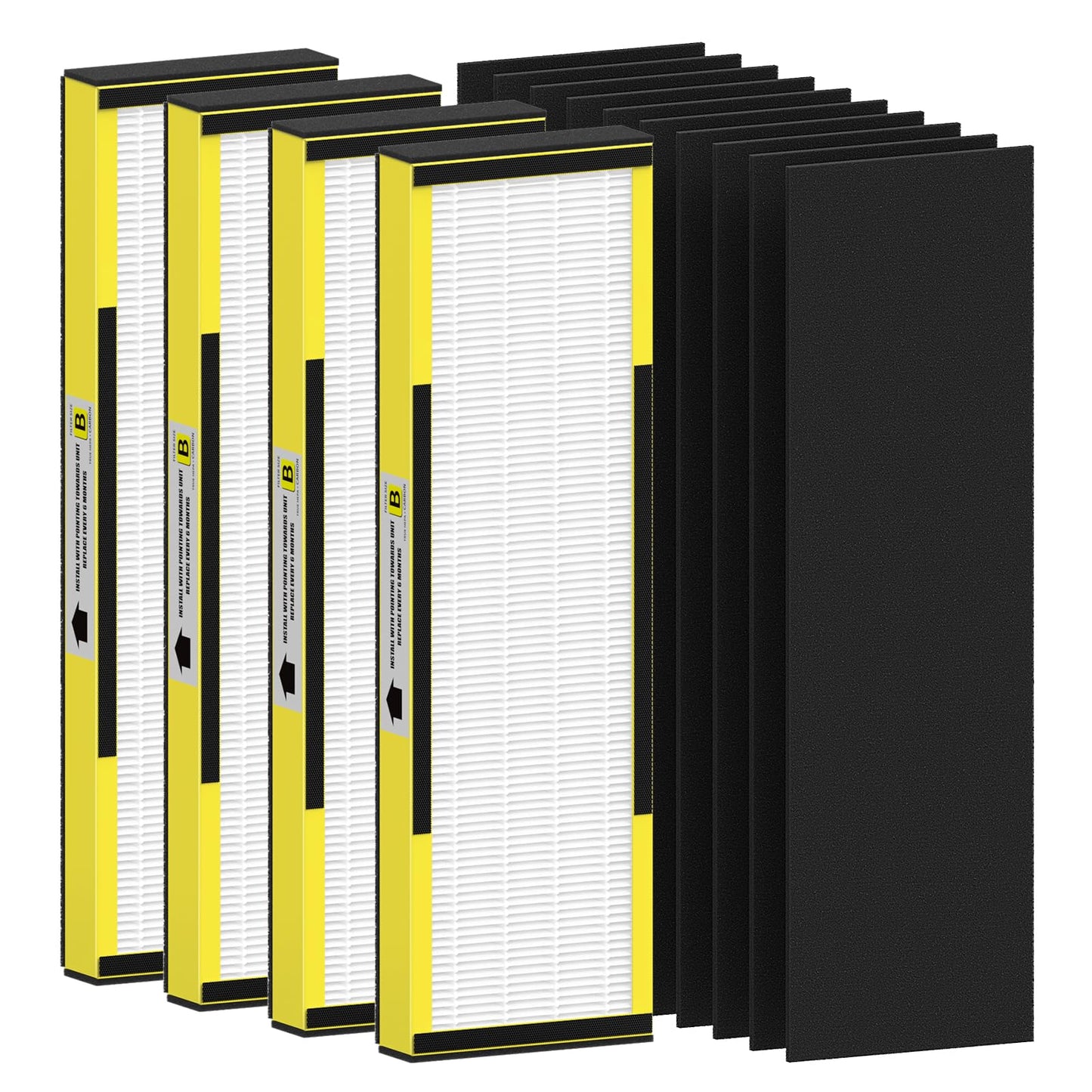 FMDZFL 4 Pack FLT4825 HEPA Filter B Replacement Compatible with AC4825 AC4825E AC4300 AC4800 AC4880 AC4900 AC4850, 4 True HEPA Filters & 6 Activated Carbon Pre-Filters