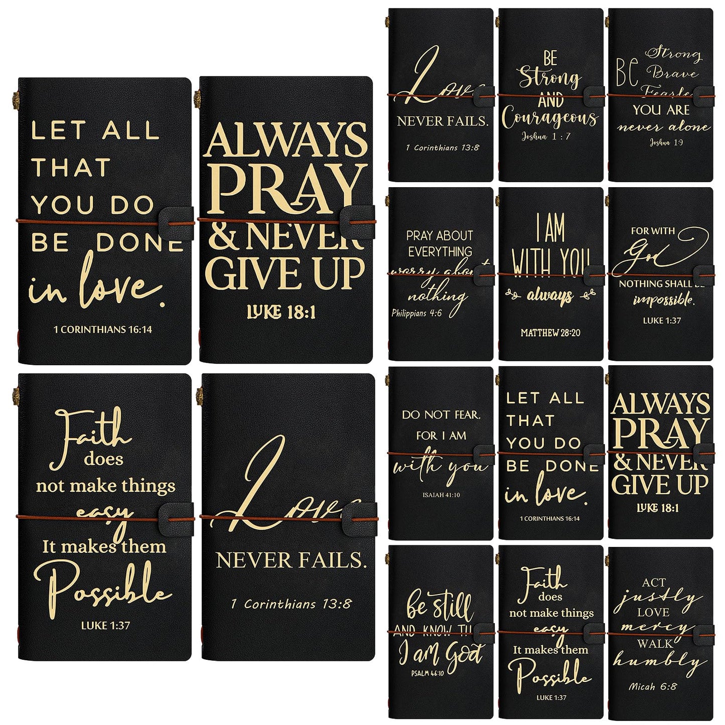 Tinlade 12 Pcs Christian Father Day Church Gift for Coworker Inspirational Religious Leather Journal A6 Notebook Refillable Lined Journal Appreciation Gift for Male Teacher Nurses Pastor(Black)