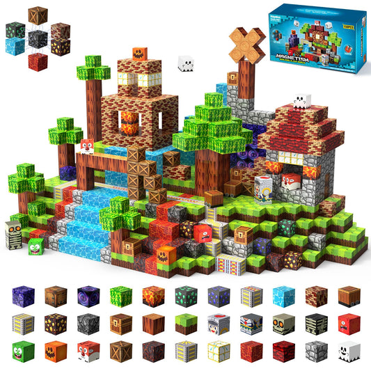 Magnetic Blocks, 150PCS Magnetic Building Blocks Cubes, STEM Magnet Blocks, Stacking Magnets Toy, Sensory Play Christmas Birthday Gifts for Boys and Girls Age 3+ Years Old