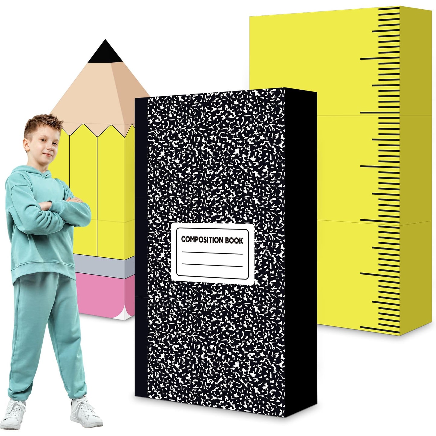 YooNotee 47.24" x 23.62" Kindergarten Graduation Decorations Preschool Decoration Giant Pencil Notebook Rulers Boxes Large Classroom Decor Class of 2026 Photo Booth Props for Preschool Kindergarten