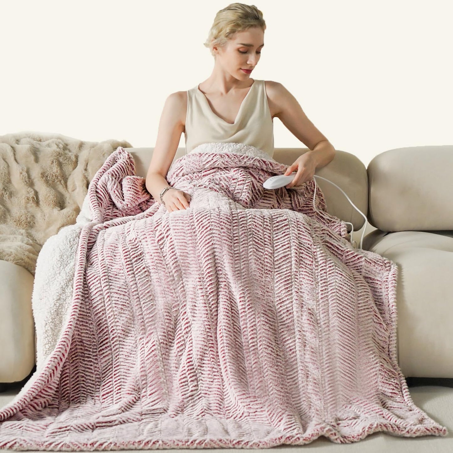 Templewet Heated Blanket Electric Blanket 50" x 60" - Cozy Soft Heated Throw with 5 Heating Levels & 3 Hours Auto Off,Machine Washable,ETL & FCC Certification(Frosty Pink)