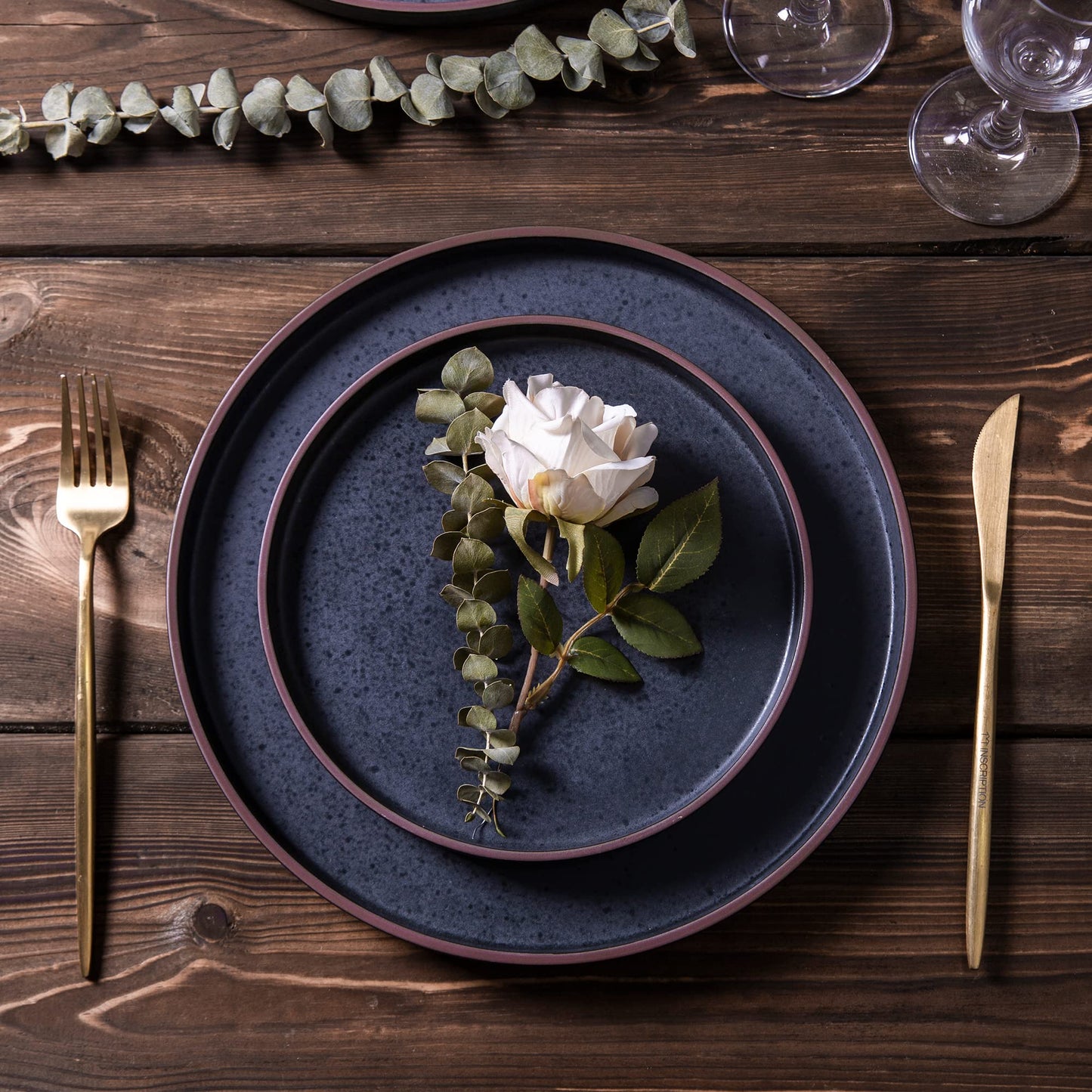 LERATIO Dinner Plates,Ceramic Dinner Plates Set of 6,10.75 inch Large ceramic plates,Modern Shape Dinnerware Dishes Set for Kitchen, Microwave & Dishwasher & Oven Safe-Coffee Rim