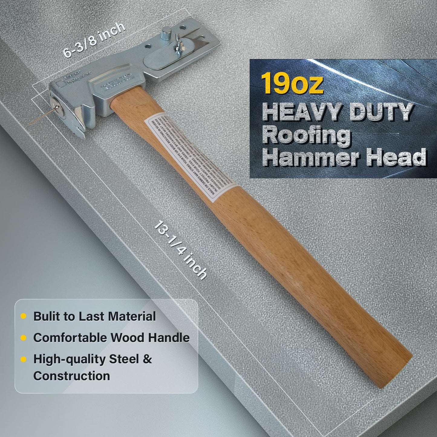 Magnetic Roofing Hatchet – Multi-Function Hammer for Roof Repair with Strong Magnet, Sliding Gauge, Built-in Utility Knife, and Nail Claw