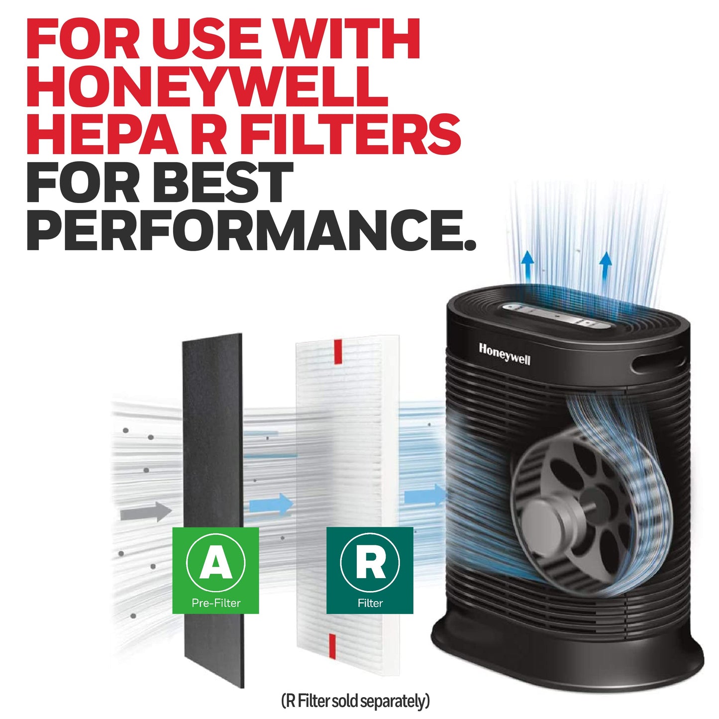 Honeywell HRF-A300 Pre-Filters for Air Purifiers, 4-Pack, Activated Carbon Reduces Household Odors and VOCs, Compatible with Select Honeywell HEPA Air Purifiers