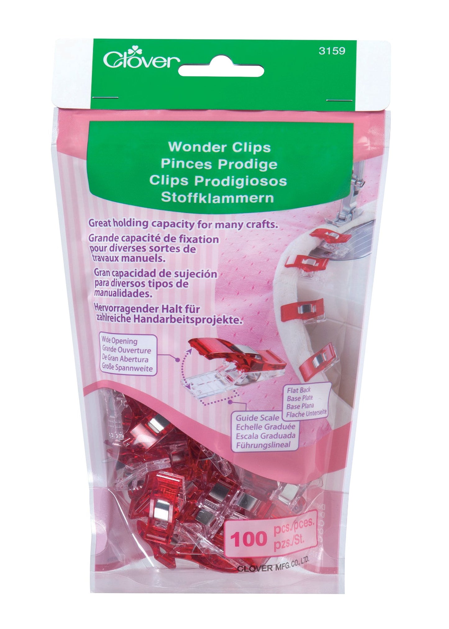 Clover Wonder Clips 100 Count Jumbo Bag, Red
