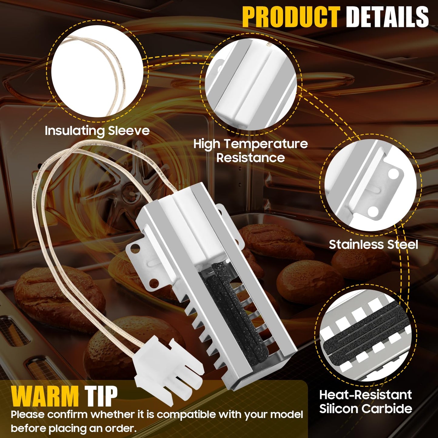 WB13K21 Oven igniter Replacement for G-E Hot-point Ken-more Sam-sung Gas Range Oven, Replaces 5303935066 IG9998 AP2020569 WB13T10045 WB13K0021 WB13K10009 WB13K10026 WB13K13 (2PC)