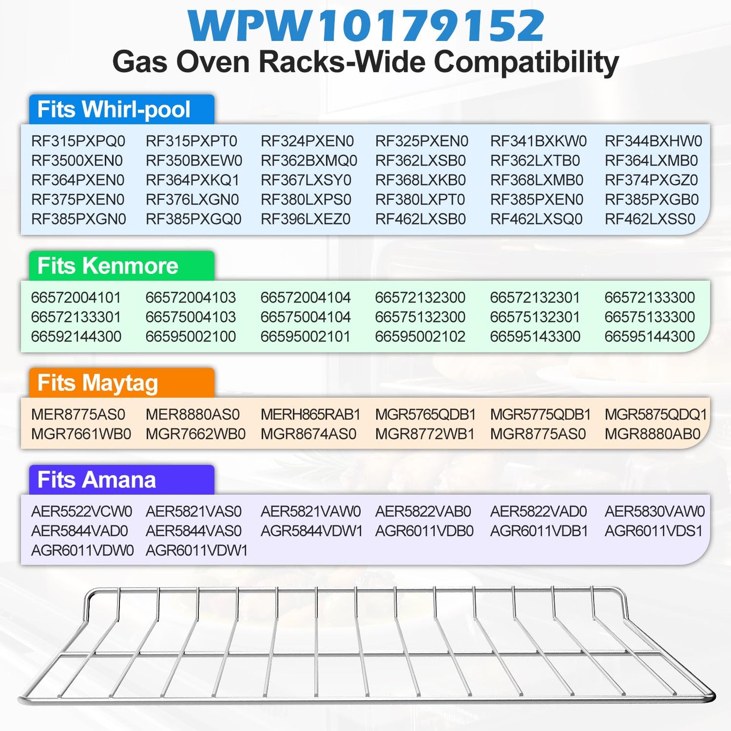 Upgraded WPW10179152 24.7x 15.7" Oven Rack Replacement Parts Perfect For Whirlpool Double Convection Stove/Oven Rack-Flat W10179152 Oven Shelf For KitchenAid Maytag Electric Gas Stove Racks