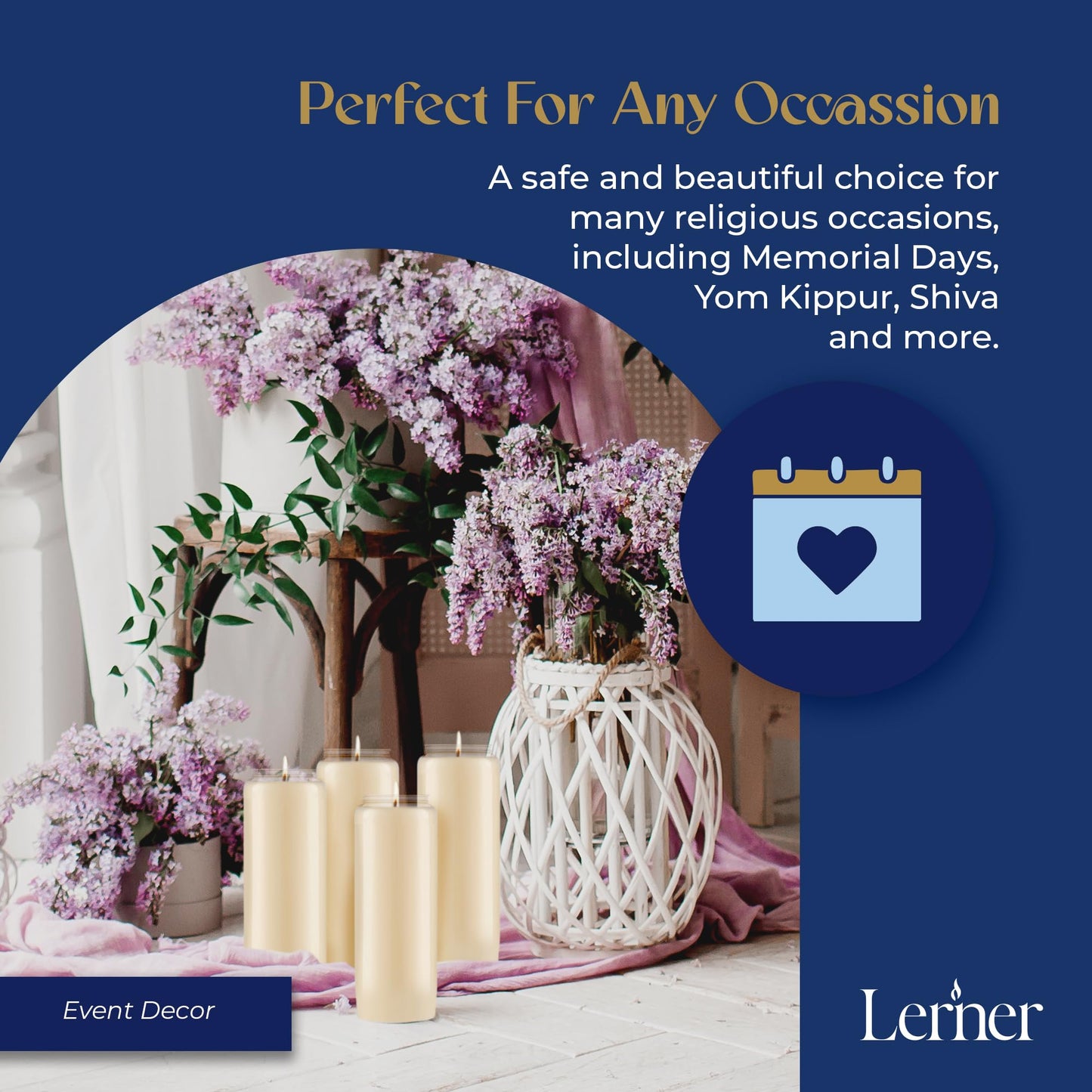 Lerner 9-Day Memorial Candles, 10 Pack, 7” Pillar Prayer Candle in Plastic Jar, Long-Lasting Smokeless Clean Burning Mourning & Shiva Candle for Vigils, Church, Emergencies, Jewish Yahrzeit Candles