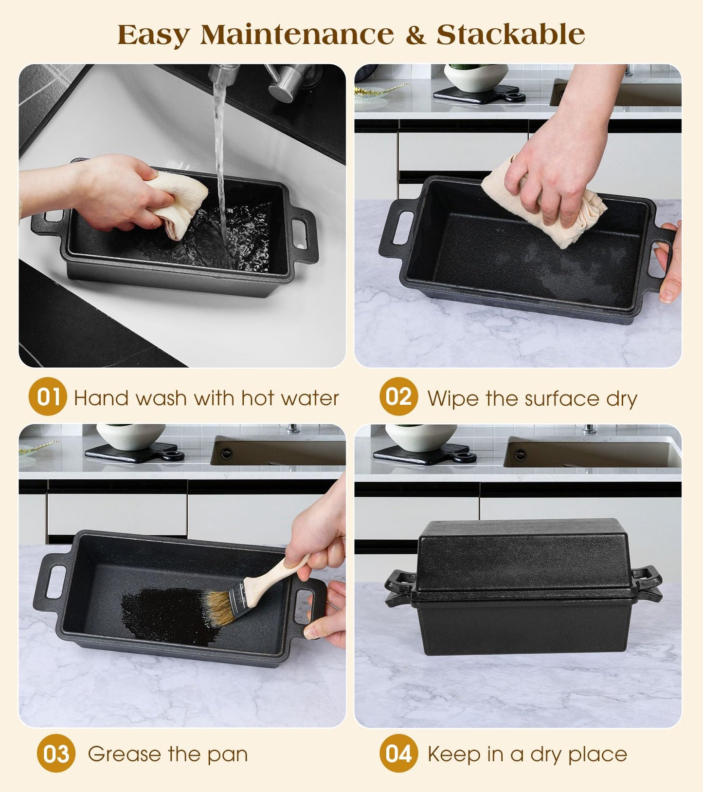 Bachdomc Cast Iron Loaf Pan With Lid, 9×5 in – 2‑in‑1 Heavy‑Duty & Oven‑Safe Loaf Pan for Sourdough & Homemade Bread