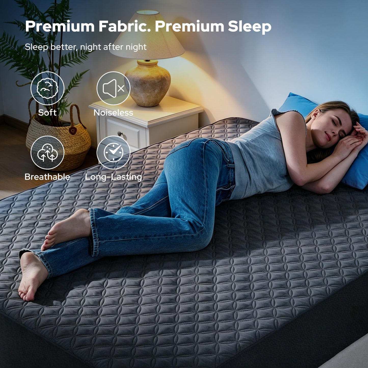 2 Pack Waterproof Mattress Protector, King Size Mattress Pad with Deep Pocket 6"-18" Depth, Soft Breathable Dirt-Proof Single Bed Mattress Cover for Bedroom, Dorm Room (Gray)