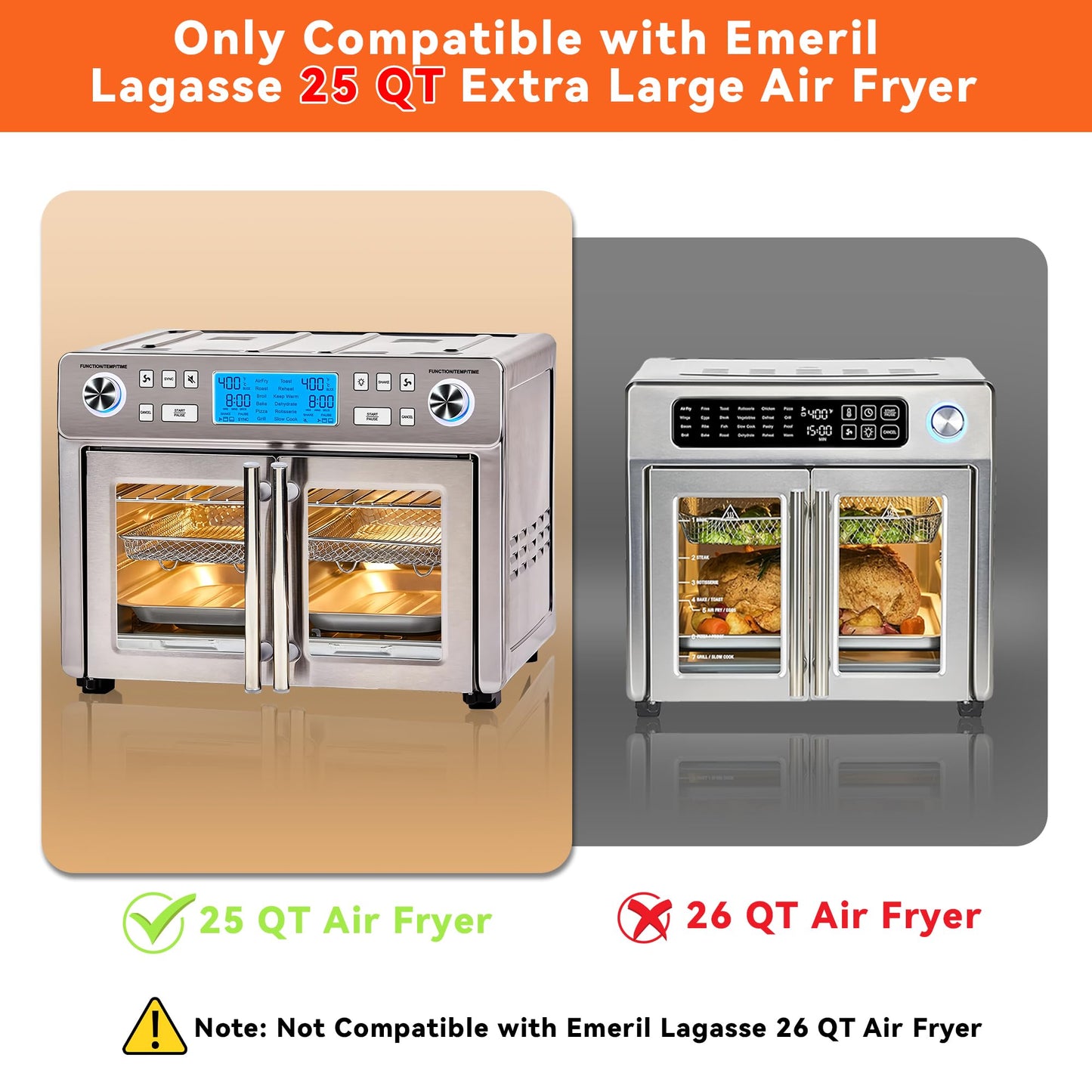 Air Fryer Accessories for Emeril Lagasse Dual Zone 25QT, Emeril Lagasse Air Fryer Basket for Oven with 100 Pcs Disposable Parchment Paper Sheets, 4 Pcs Reusable Teflon Mat
