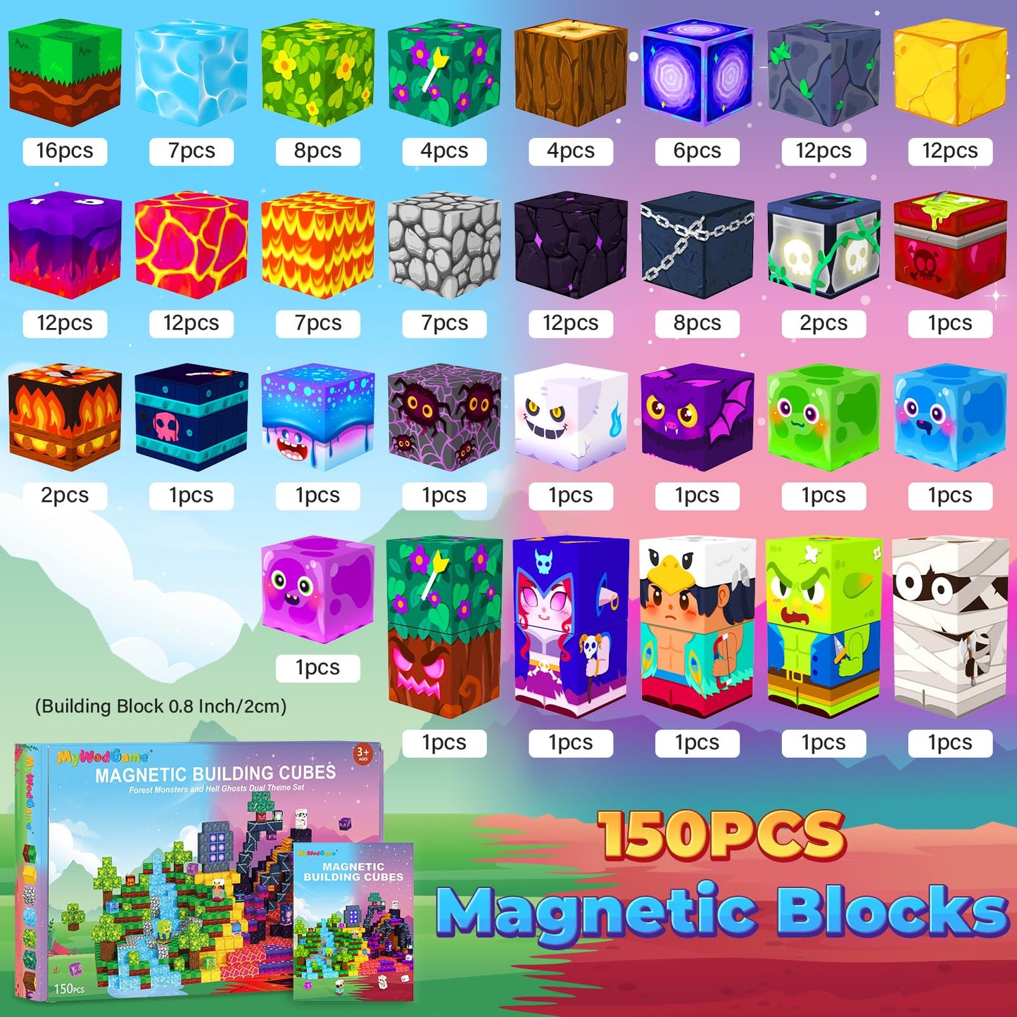 Magnetic Blocks Games Building Toys for 3-16 Year Old Boys Girls, Toddler Kids Magnetic Cubes Tiles Sensory Montessori Education Learning Travel Toys Ages 3+ Halloween Birthday Party Favors Gifts