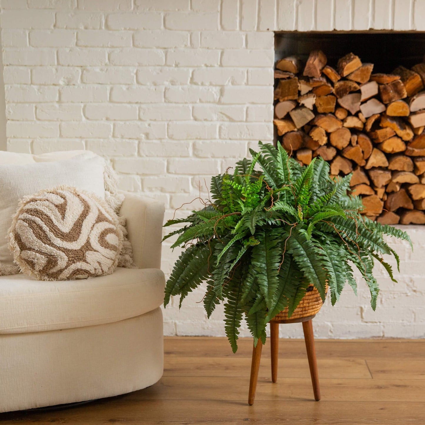 Nearly Natural 40in Hanging Artificial Boston Fern Plant Set of 2 - Realistic Faux Greenery for Indoor Home, Office, and Bathroom Decor