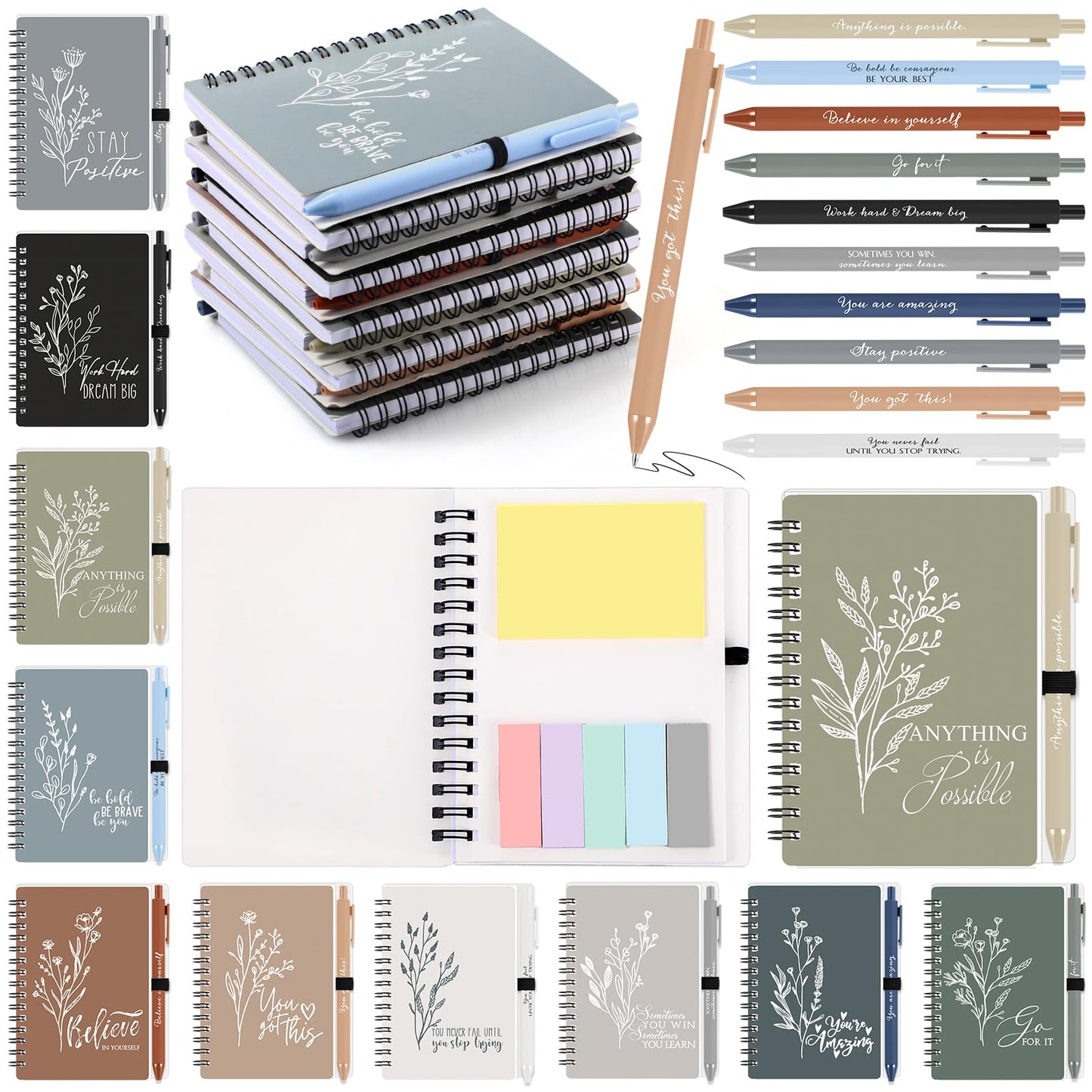 Tenceur 20 Set End of School Year Teacher Gift Inspirational Notebook Motivational Pen Bulk Small Pocket Journals Mini Notepad Employee Appreciation Gift for Coworker Office Staff Team (Classic Color)