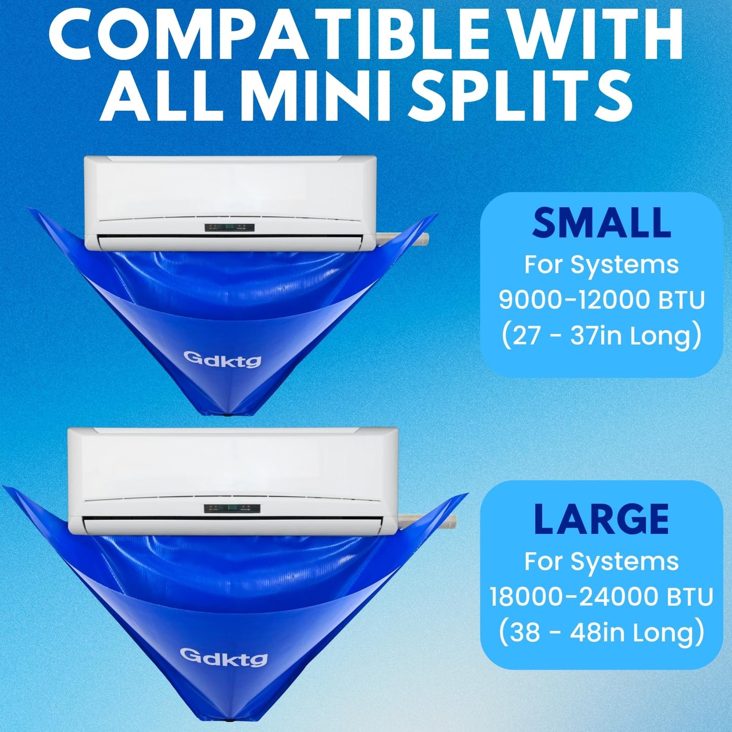 Gdktg Mini Split Cleaning Kit Bag, Waterproof Ac Cleaning Kit with 2L Pressure Sprayer, Reusable Air Conditioner Cleaning Kit, Minisplit Cleaning Kit for HVAC, Large (for Systems 38in - 48in)