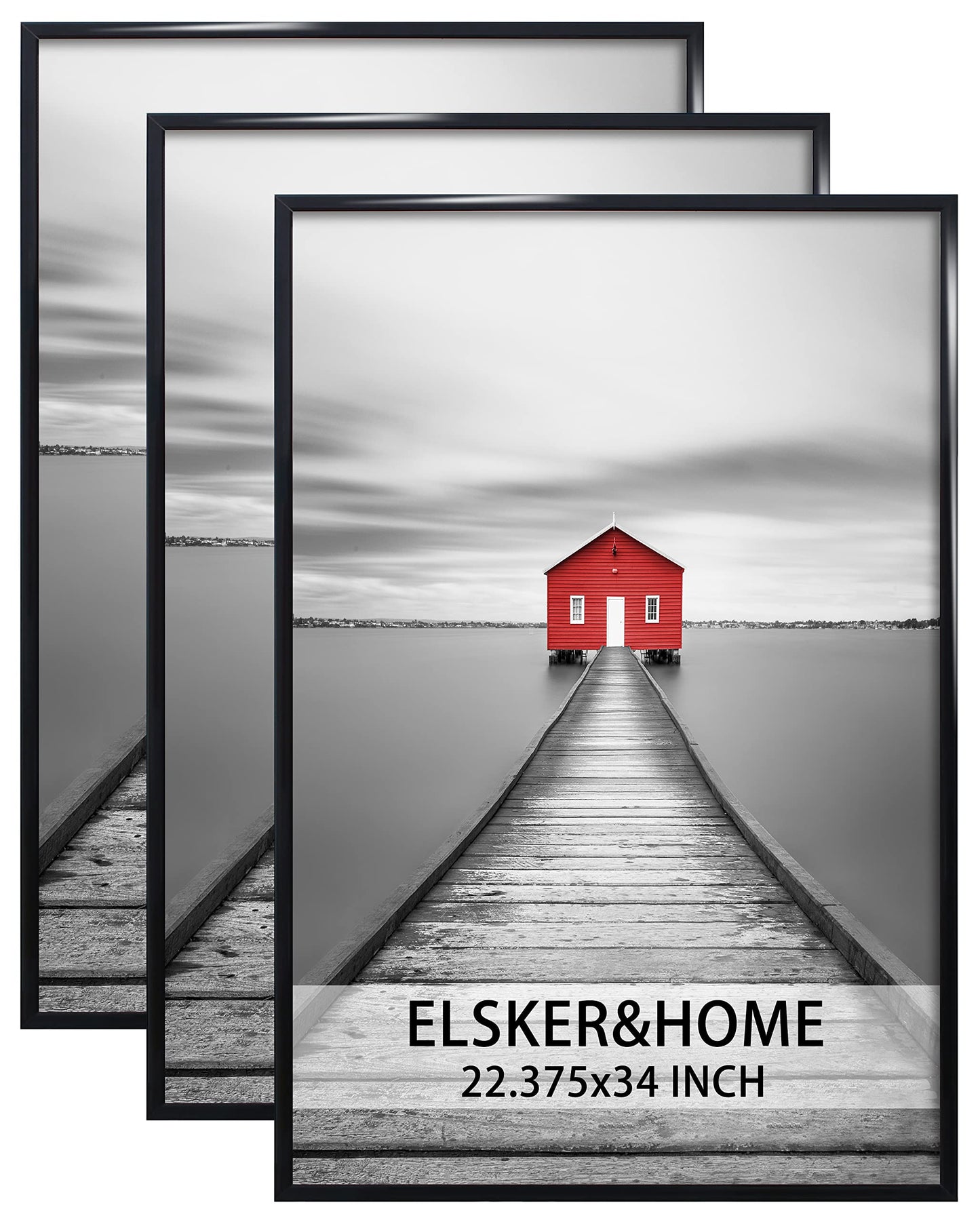 ELSKER&HOME 22.375 x 34 Poster Frame 3 Pack, Black Picture Frame for Horizontal or Vertical Wall Mounting, Sturdy and Scratch-proof