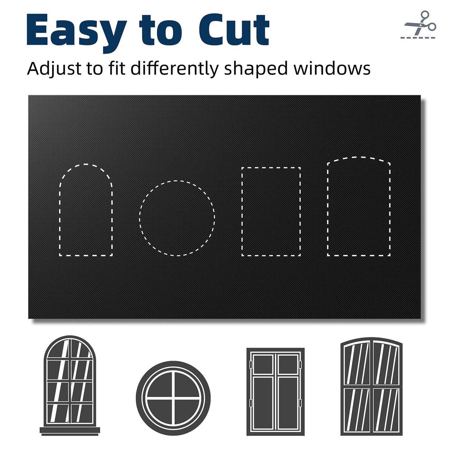 NIGHTON Portable Blackout Curtains 71"×57" Strong Hook and Loop Tape Strips with Adhesive,Black out Shades That can be Cut,100% Blackout Material Blackout Blinds for Baby Nursery or Travel-Black 2Pack