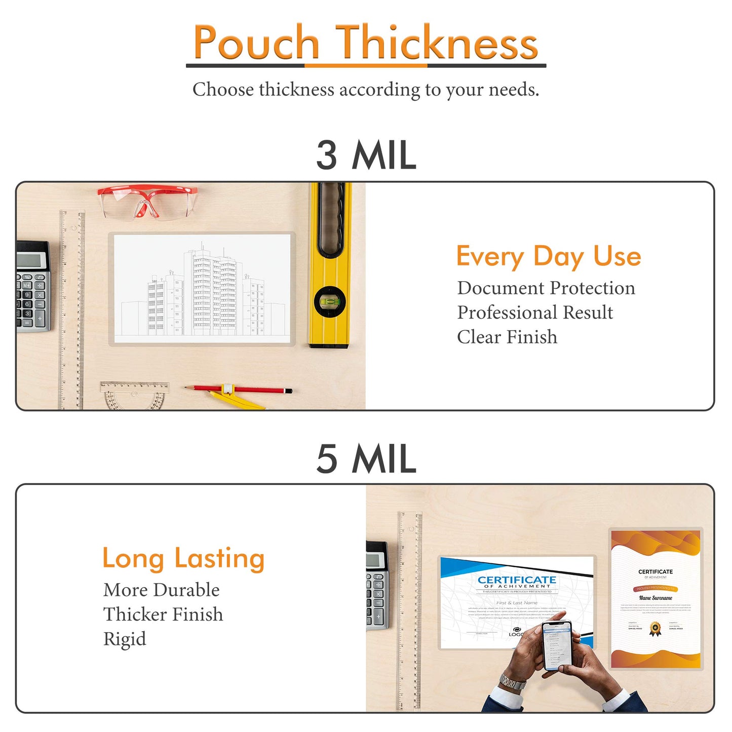 TYH Supplies 100 Pack Tabloid Menu Size 5 Mil Laminating Pouches | 11 x 17 Hot Glossy Thermal Laminating Sheets | Heavy Duty Lamination Pockets with Round Corners