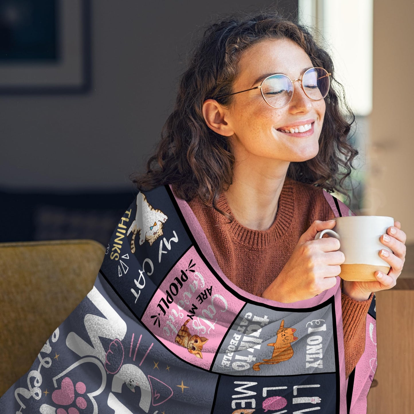 Settocos Cat Mom Gifts Blanket 50"x60", Mothers Day Birthday Gifts for Cat Lovers for Women, Cats Lovers Gifts for Women, Funny Cats Themed Gifts, Cat Lady Mom Mother Present