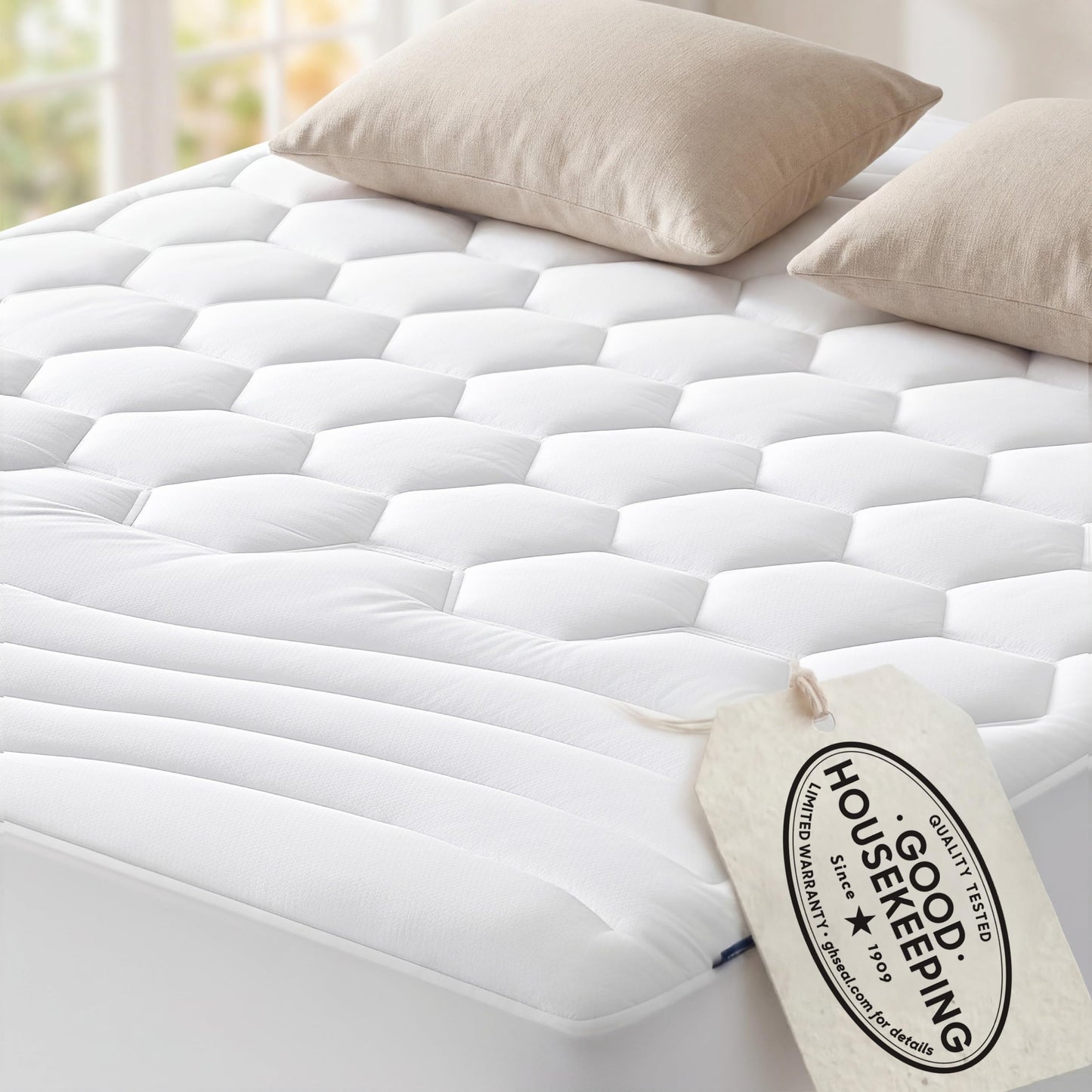 Bedsure California King Mattress Protector - Cal King Mattress Pad Topper with 8-21 Inches Deep Pocket, Quilted Fitted Soft Bed Cover Padded, White, 72x84 Inches
