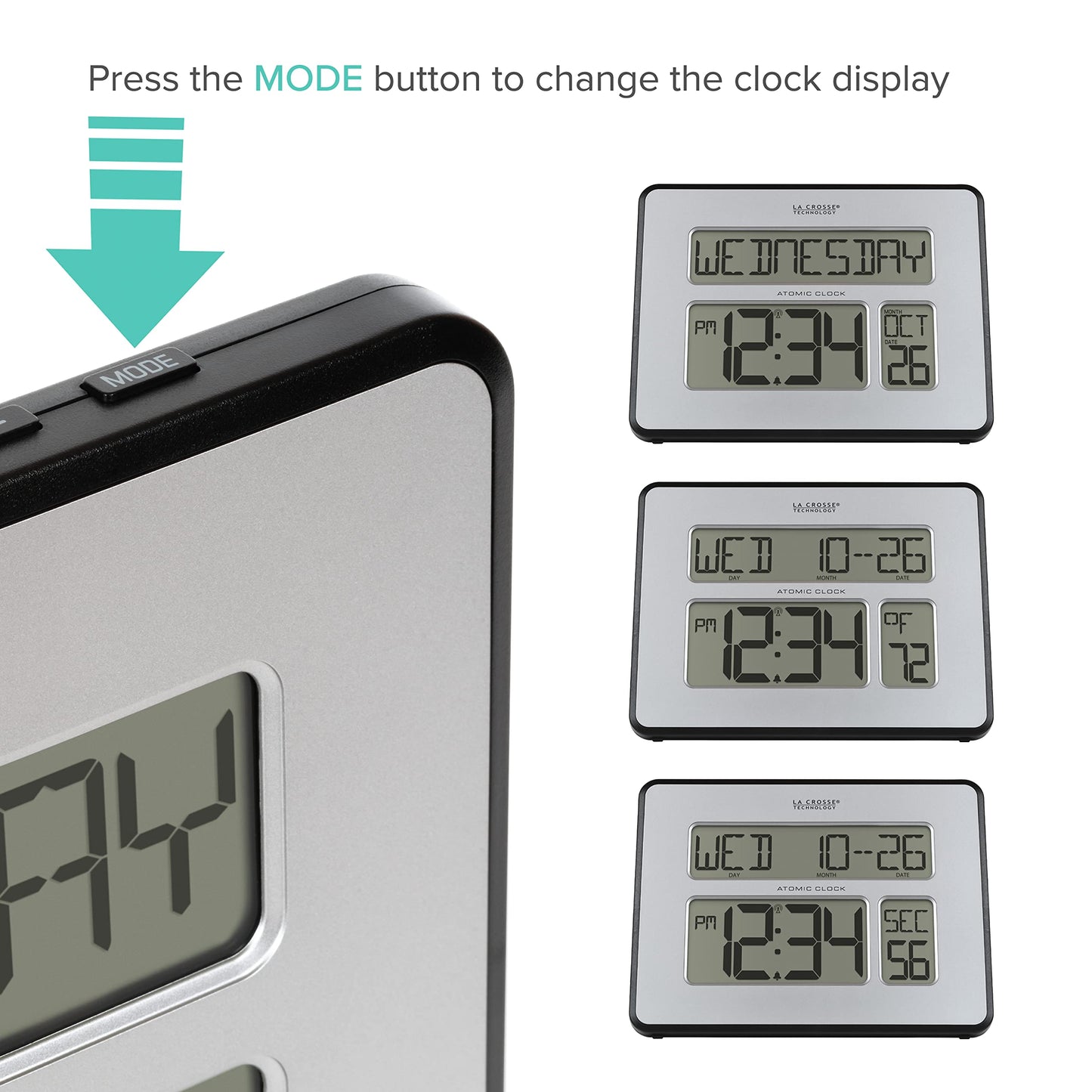 La Crosse Technology 513-1419BLv4-INT Backlight Atomic Full Calendar Clock with Extra Large Digits