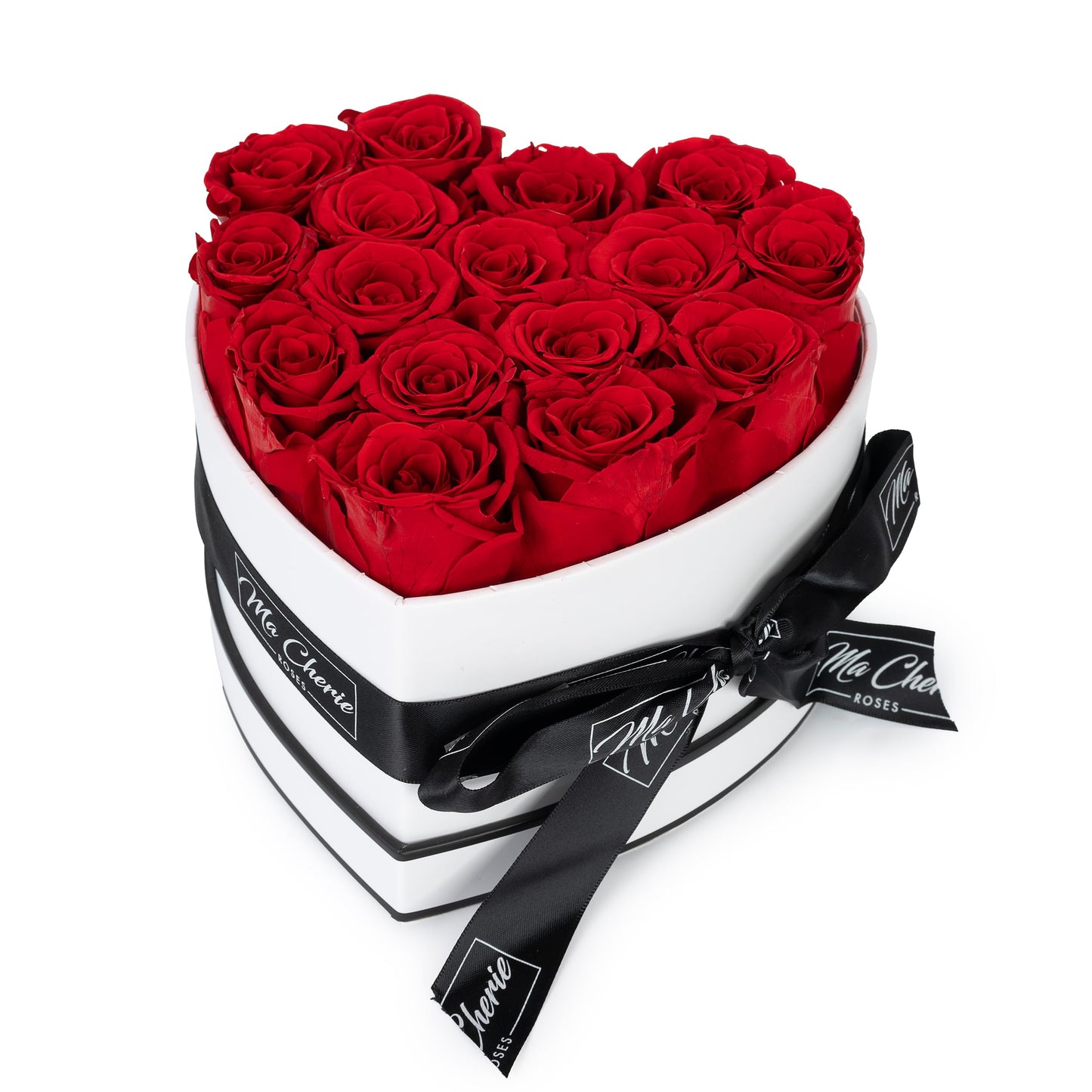 ma cherie roses - 16 Preserved Flowers in Elegant Heart Shaped Box, Mom Birthday Gifts, Gifts for Her, Mother's Day, Valentines, Red Roses, for Women