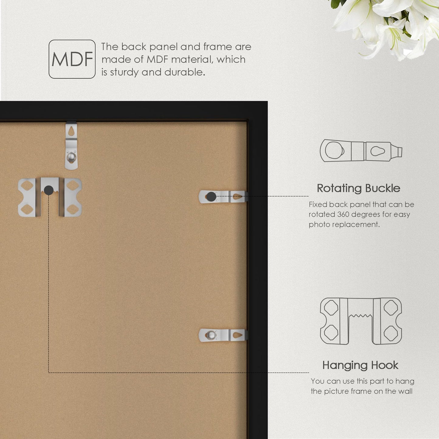 Fisnish A2 Picture Frame Black, Classic 16.5x23.4 Poster Frame, Horizontal or Vertical Wall Mounting, 1 Pack