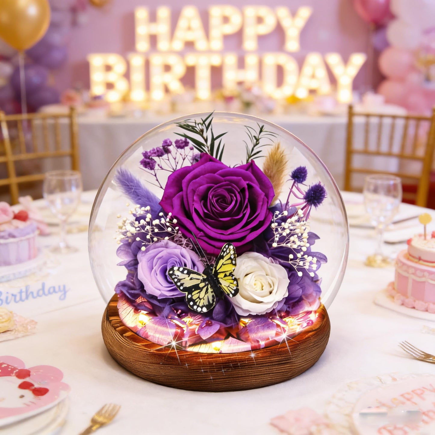 Purple Rose Birthday Gifts for Women | Forever Rose Graduation Gift for Her | Gift for Mom Grandma Sister Daughter Wife Birthday | Fresh Flowers for Delivery Prime Real Flowers in Glass Dome