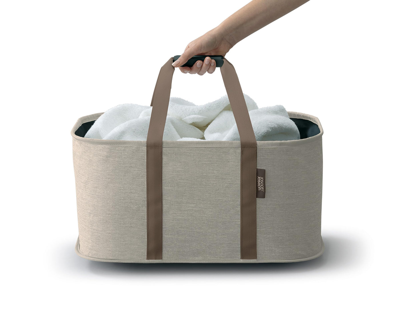 Joseph Joseph Hold-All, Collapsible 35L/9.25 Gallon Washing Laundry Basket Bag, Durable Fabric, Moisture Resistant - Ecru