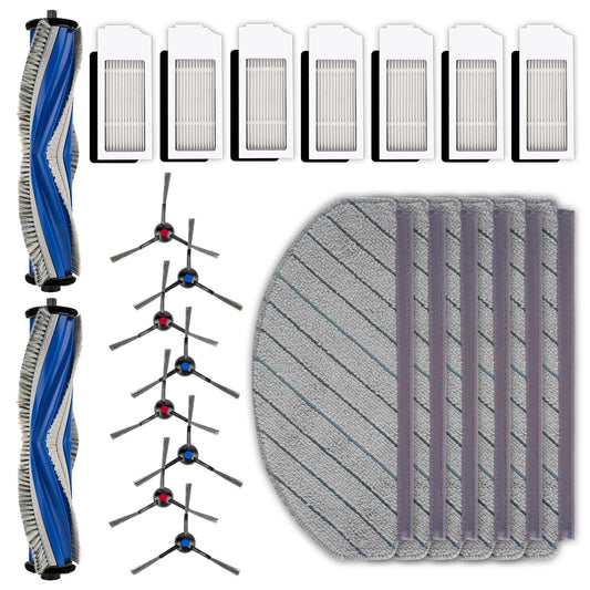 (23 Pack) N20 Plus Replacement Parts Compatible With ECOVACS DEEBOT N20 plus/ N20 Pro Plus Robotic Vacuum Cleaner, 2 Roller Brush, 8 Side Brushes, 7 HEPA Filters, 6 Mop Pads, Accessories Kit